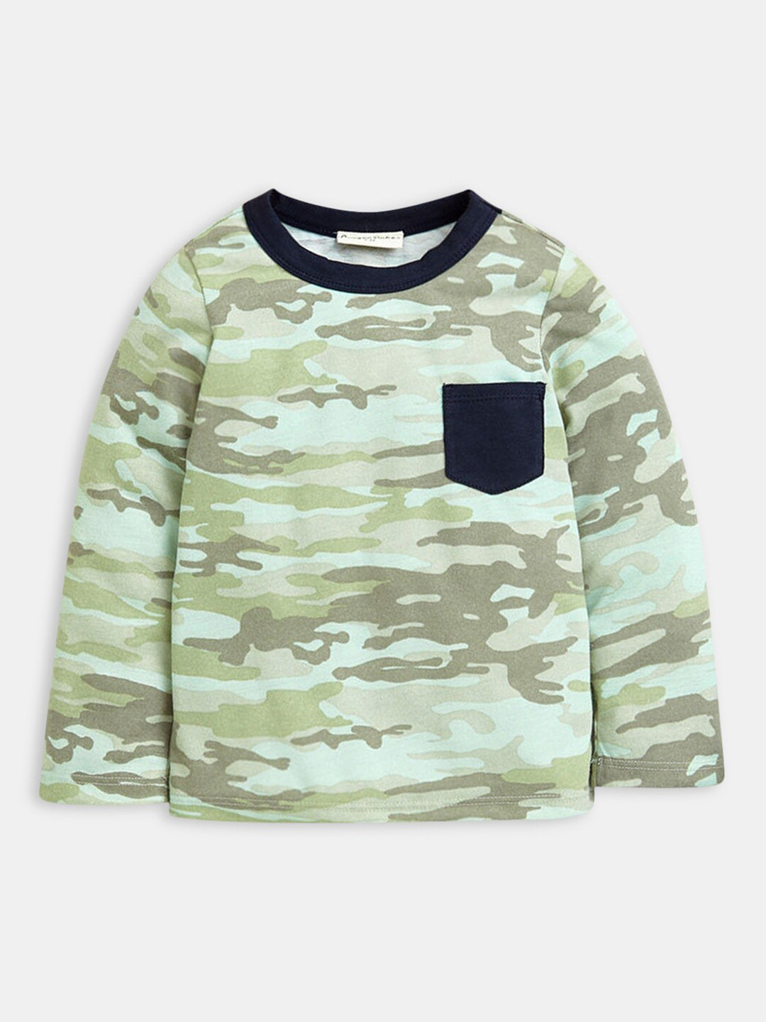 

Hopscotch Boys Green Camouflage Printed T-shirt