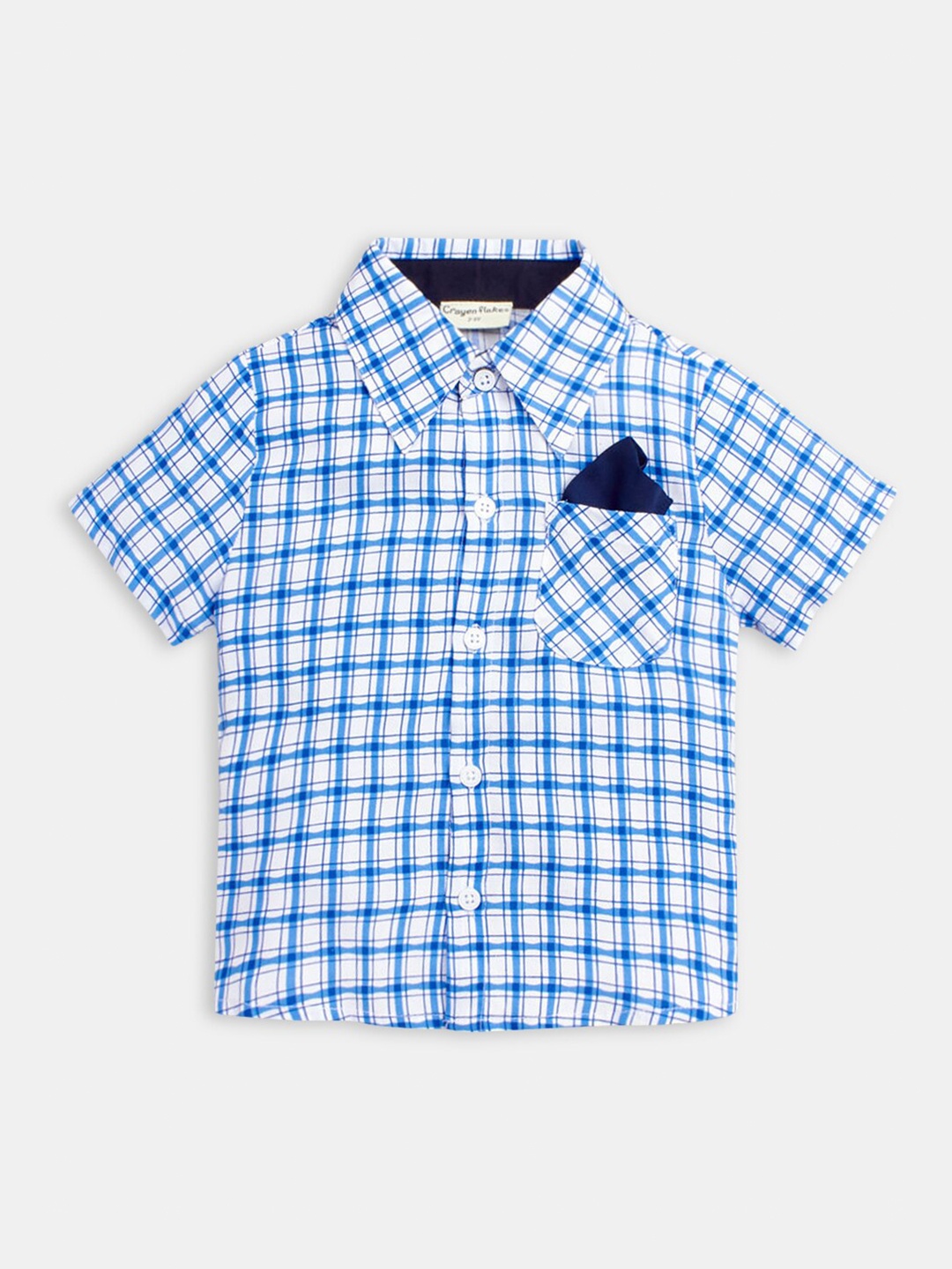 

Hopscotch Boys Blue Regular Fit Checked Cotton Casual Shirt