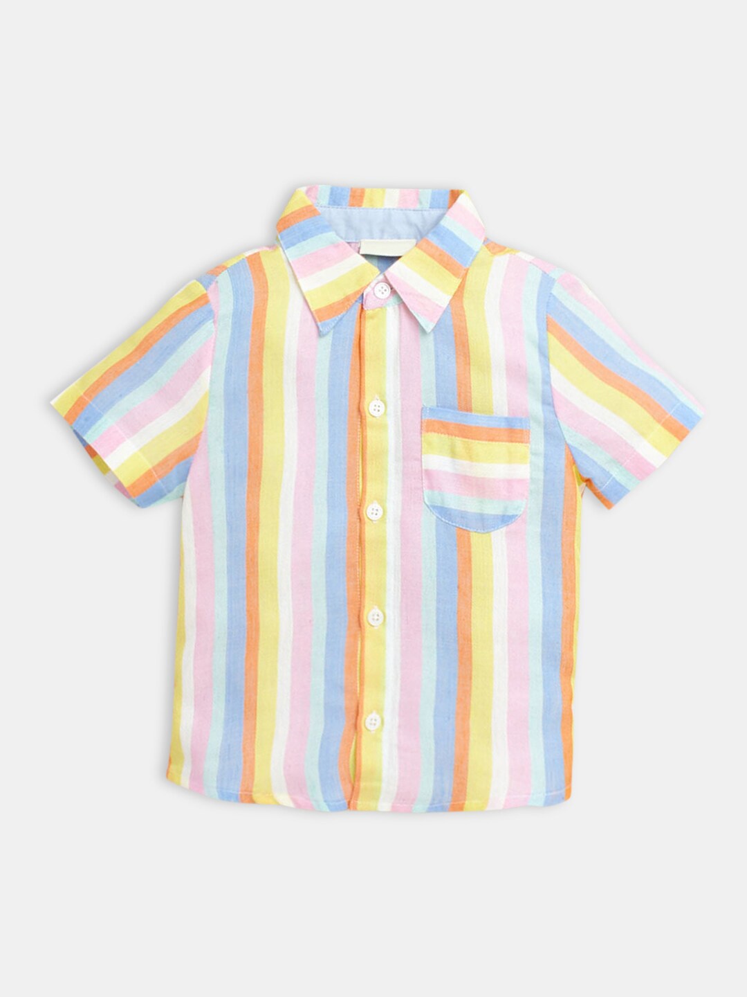 

Hopscotch Boys Regular Fit Multicoloured Striped Cotton Casual Shirt, Multi