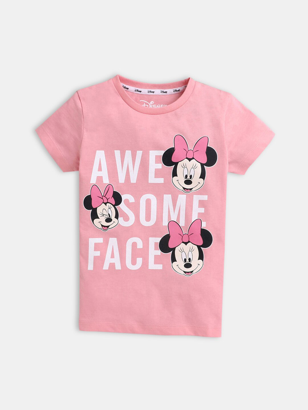 

Hopscotch Girls Pink Minnie Mouse Printed Pure Cotton T-shirt