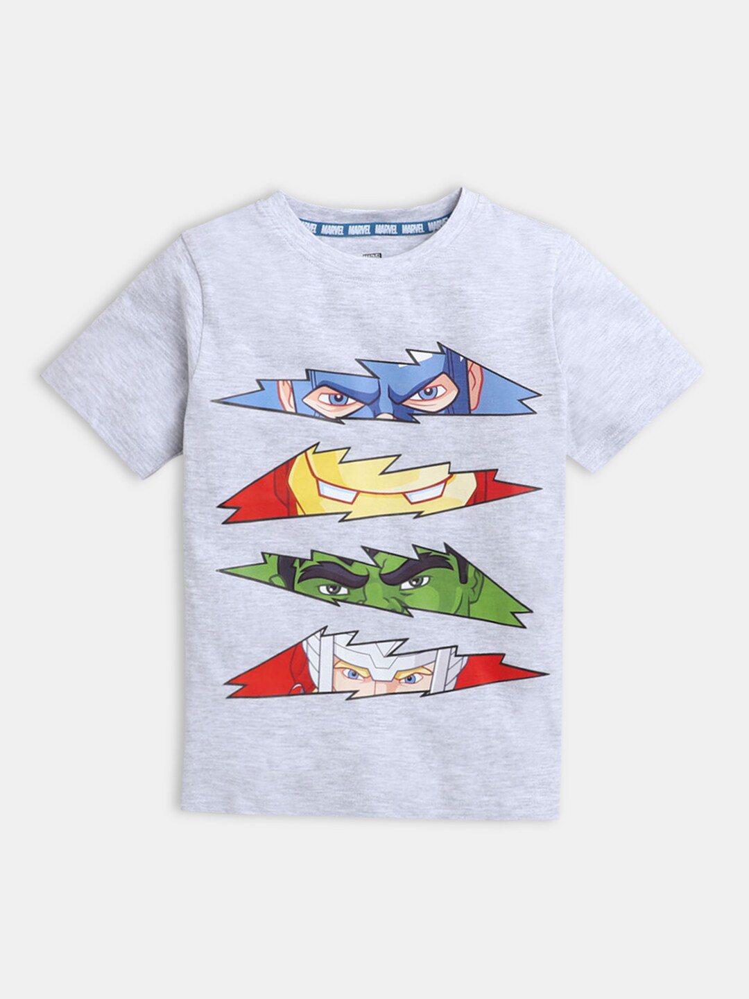 

Hopscotch Boys Grey Printed Cotton T-shirt