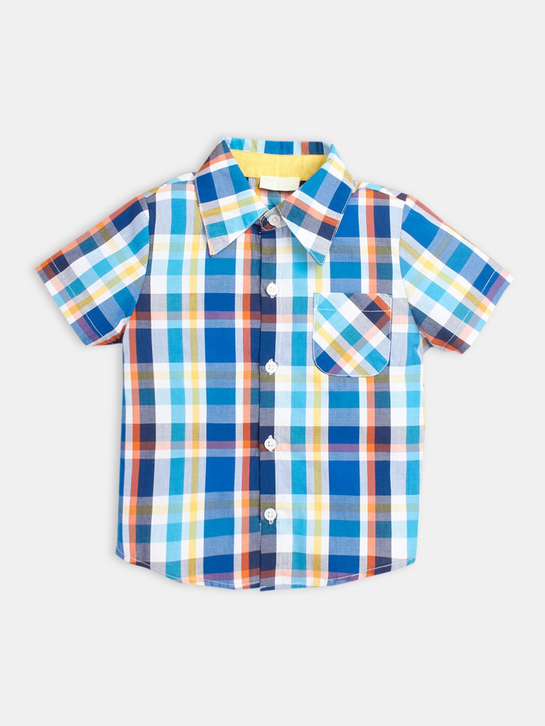 

Hopscotch Boys Blue Gingham Checks Casual Shirt