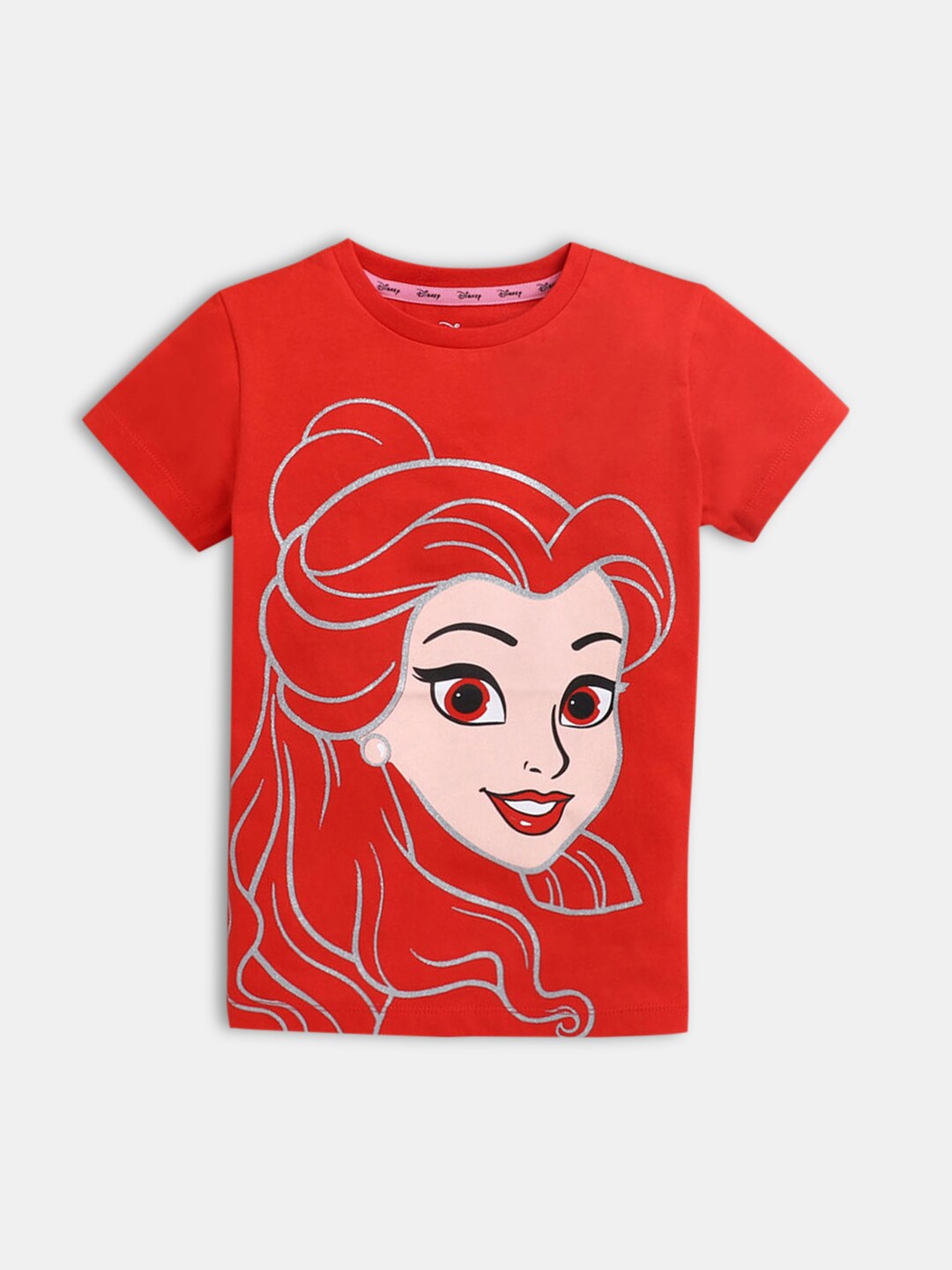 

Hopscotch Girls Red Printed Raw Edge T-shirt