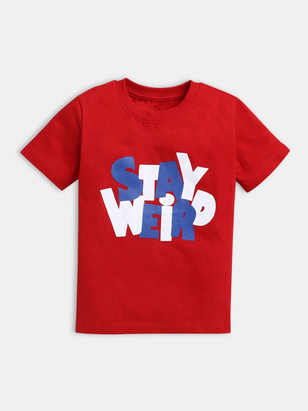 

Hopscotch Boys Red Typography Printed Cotton T-shirt