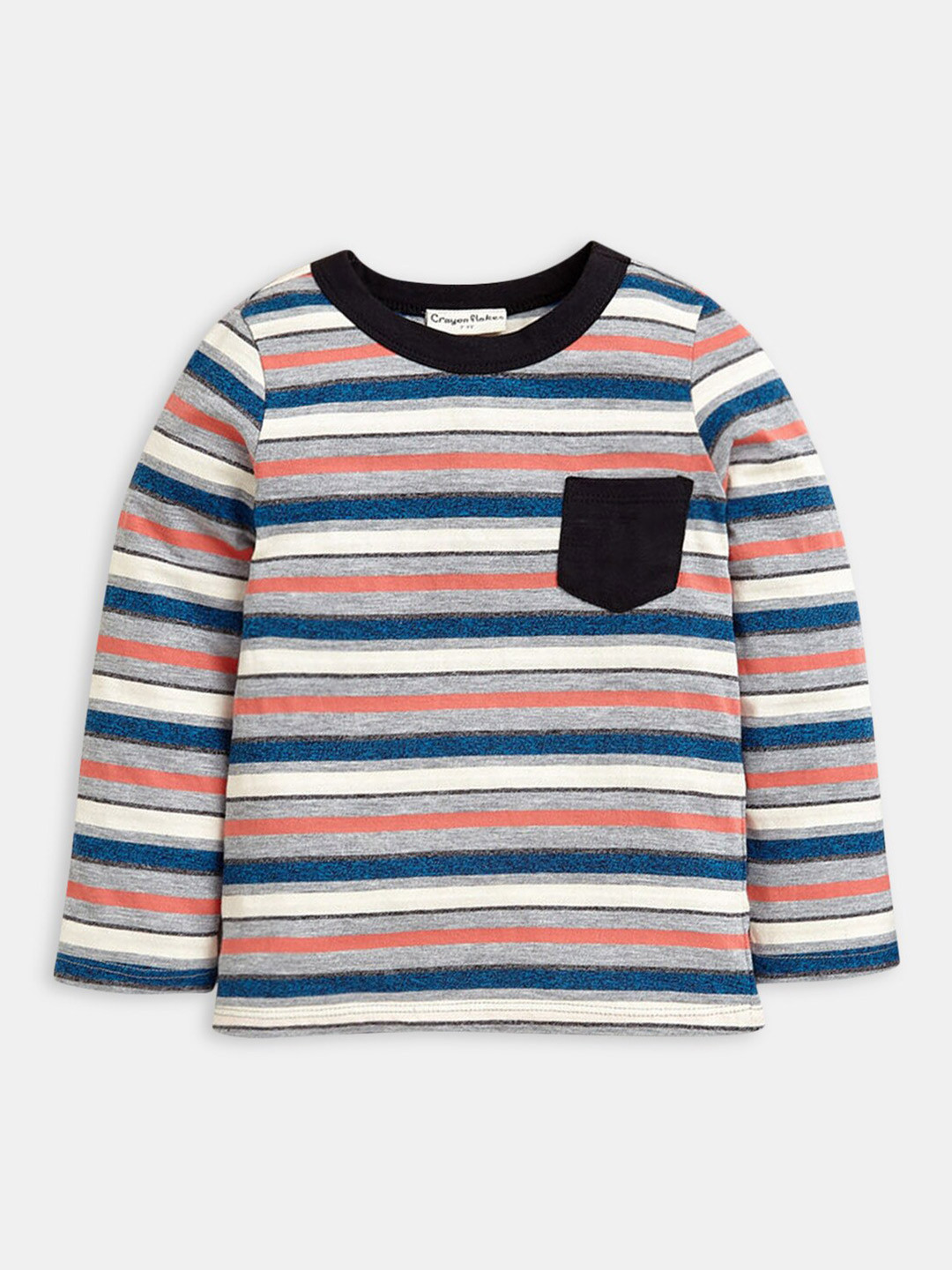 

Hopscotch Boys Grey & Blue Striped T-shirt