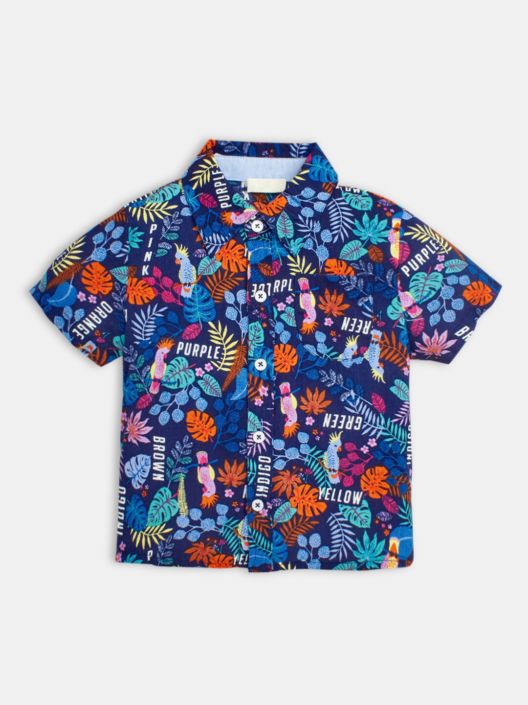 

Hopscotch Boys Navy Blue Floral Printed Casual Shirt