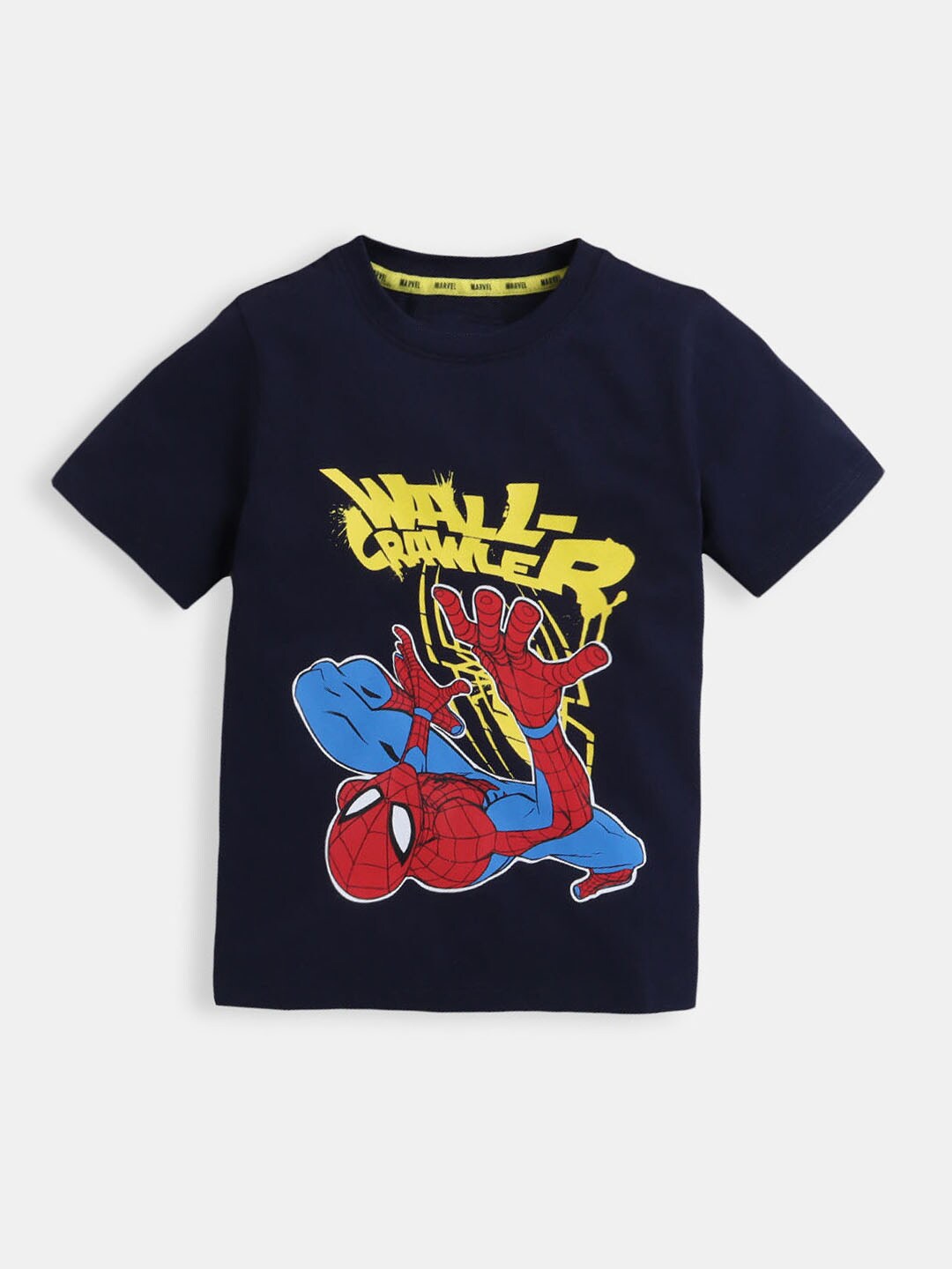 

Hopscotch Boys Black Spider-Man Printed Cotton T-shirt