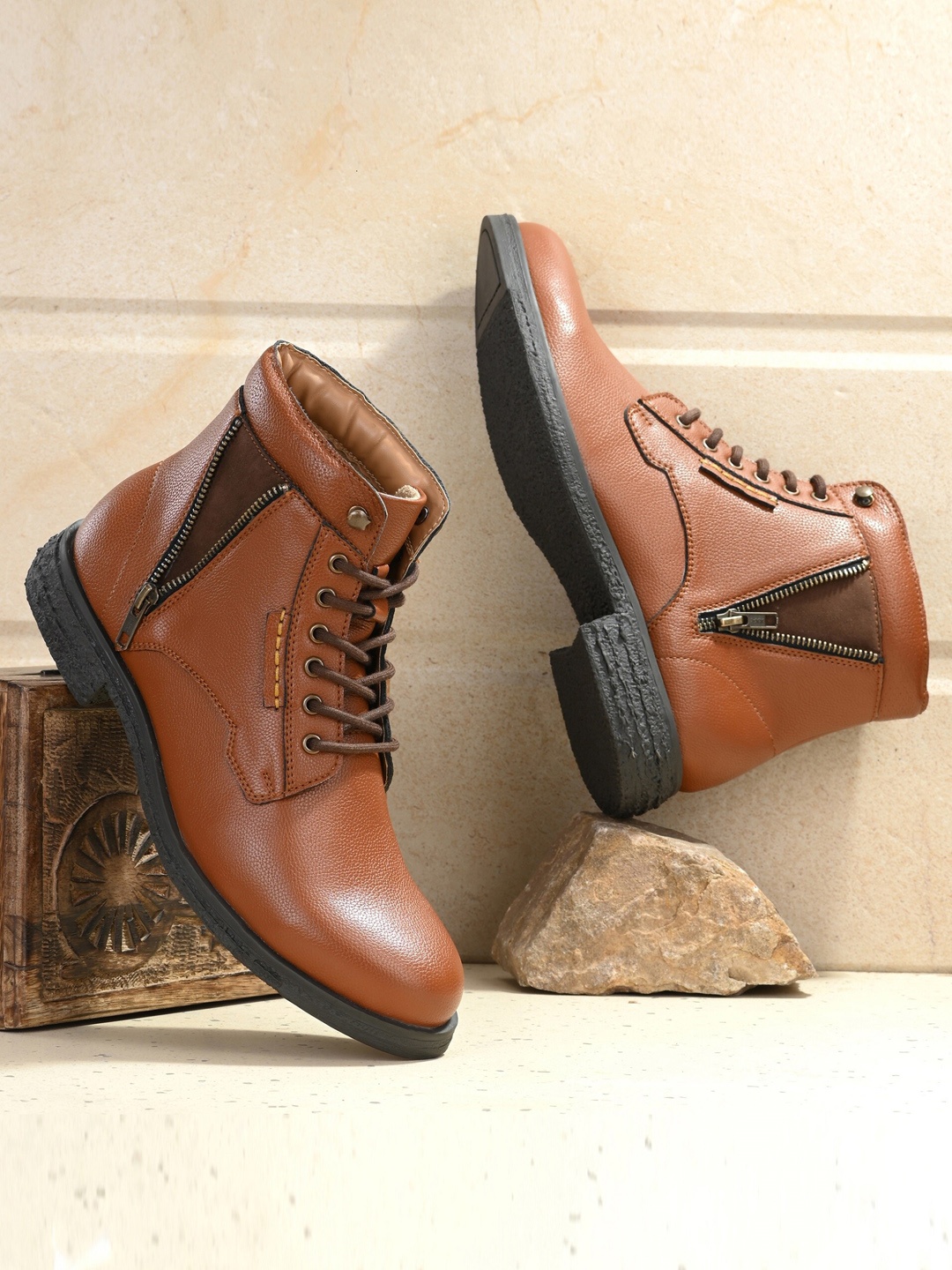 

El Paso Men Tan Solid Casual Boots