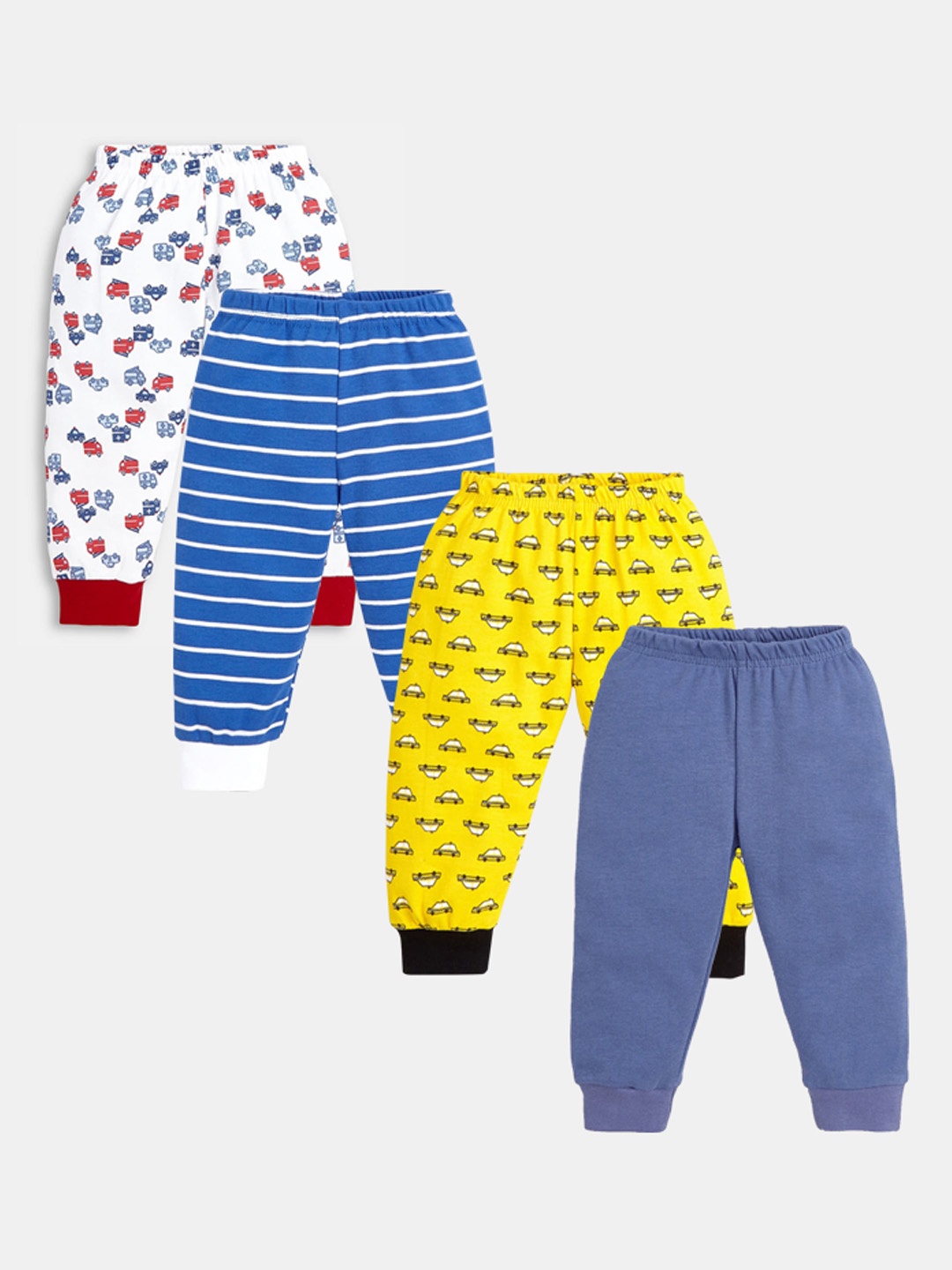 

Hopscotch Boys Pack Of 4 Printed Cotton Joggers, Yellow