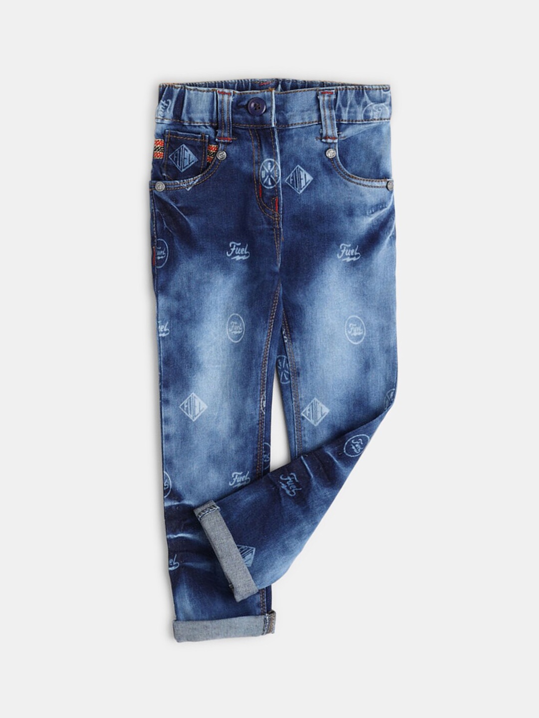 

Hopscotch Boys Navy Blue Straight Fit Mildly Distressed Heavy Fade Jeans