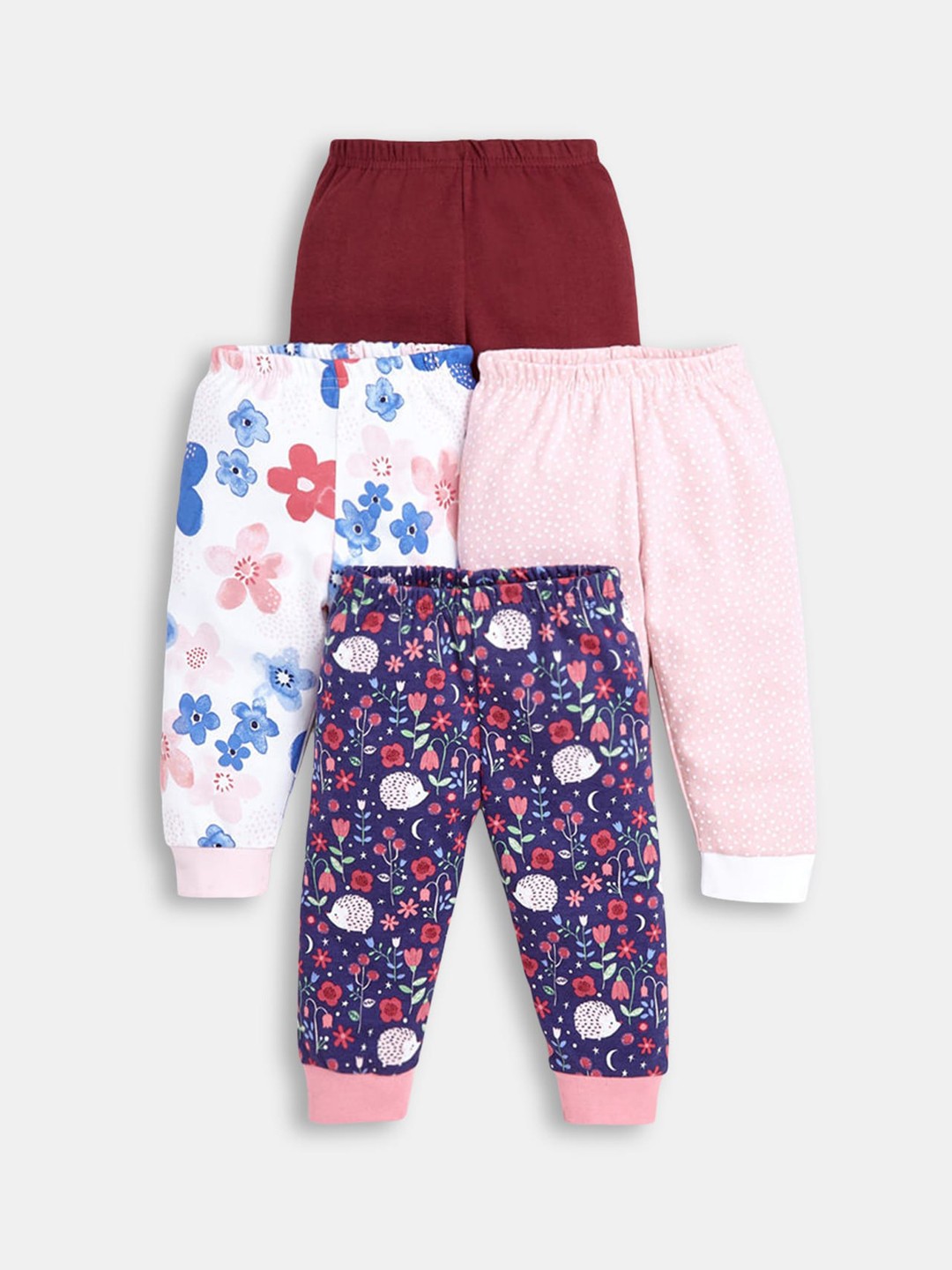 

Hopscotch Girls Pack Of 4 Printed Joggers Track Pants, Pink