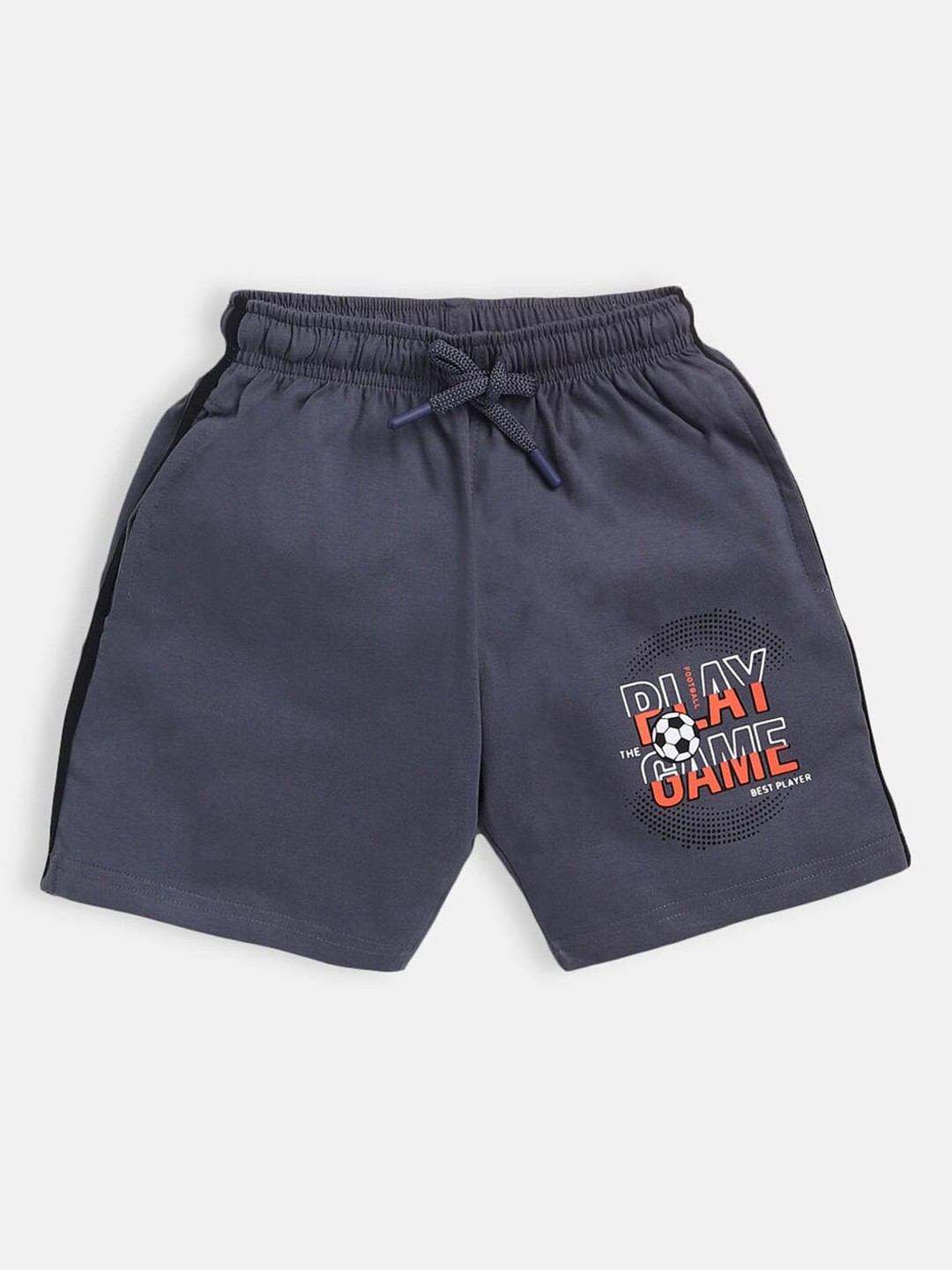 

Hopscotch Boys Grey Graphic Printed Pure Cotton Shorts