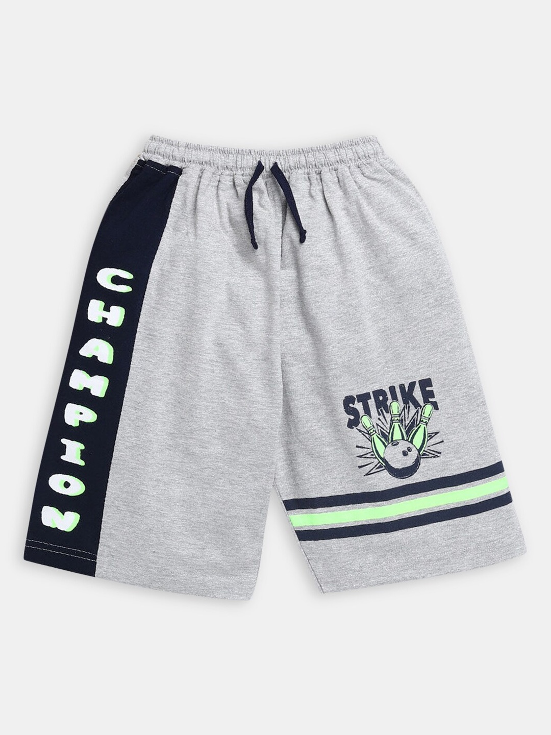 

Hopscotch Boys Grey Typography Printed Pure Cotton Shorts