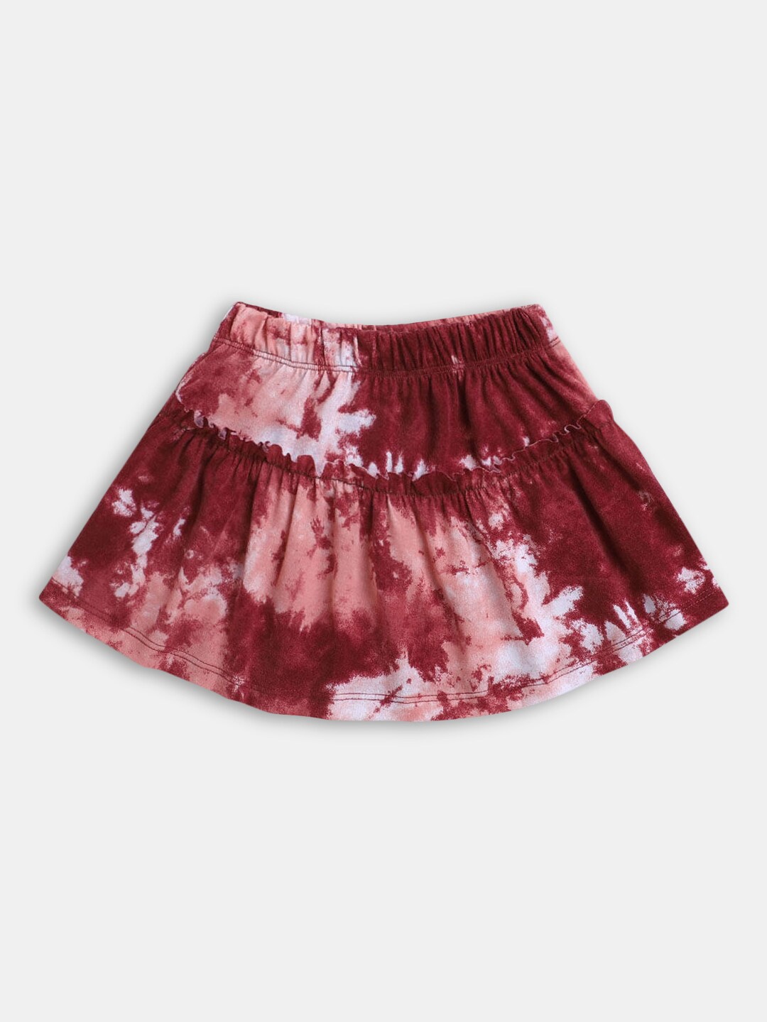 

Hopscotch Girls Maroon Tie & Dye Printed Flared Skirts