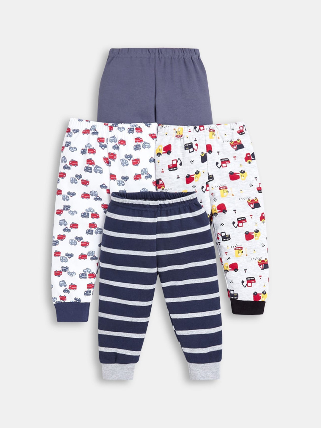 

Hopscotch Boys Pack of 4 Printed Pure Cotton Joggers, Grey