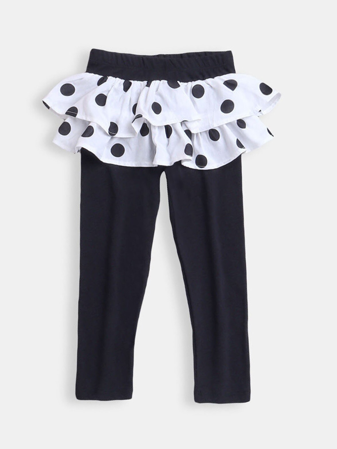 

Hopscotch Girls Black & White Printed Flared Skirt With Leggings