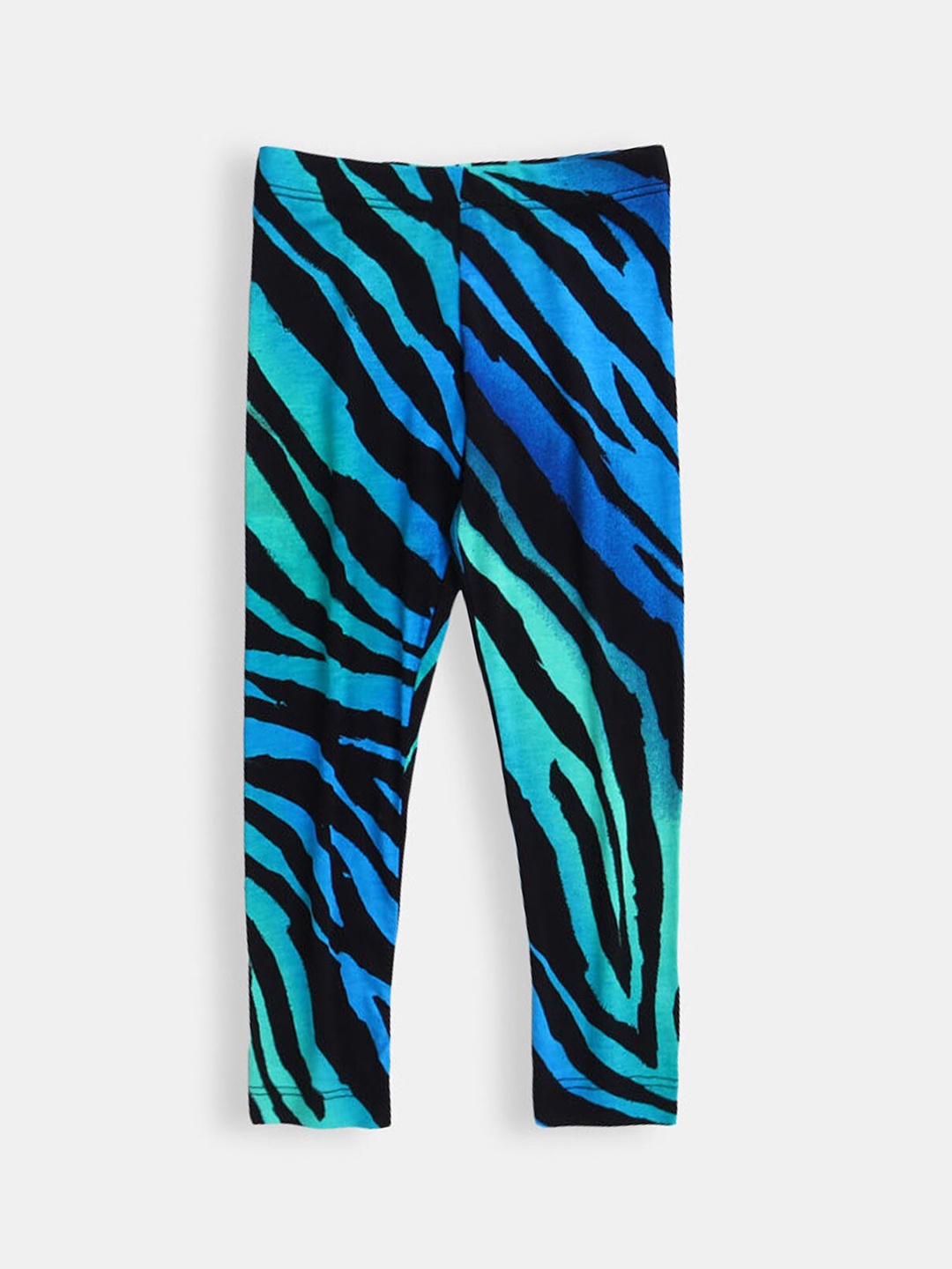 

Hopscotch Girls Black & Blue Printed Ankle-Length Leggings