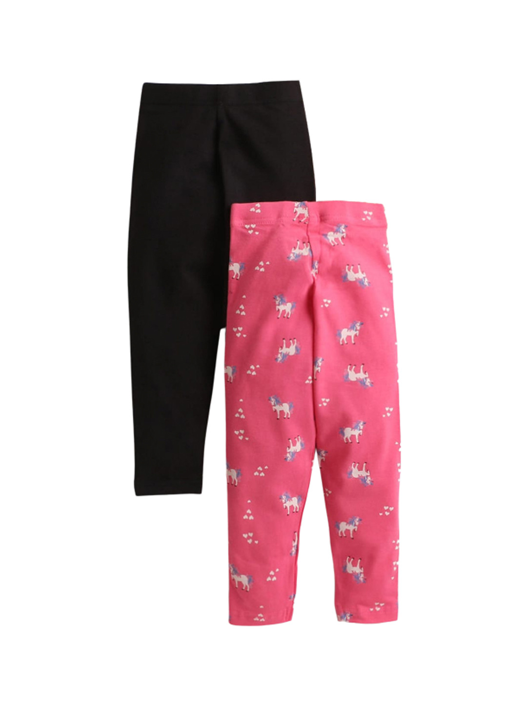 

Hopscotch Girls Pack of 2 Magenta & Black Printed Ankle Length Leggings