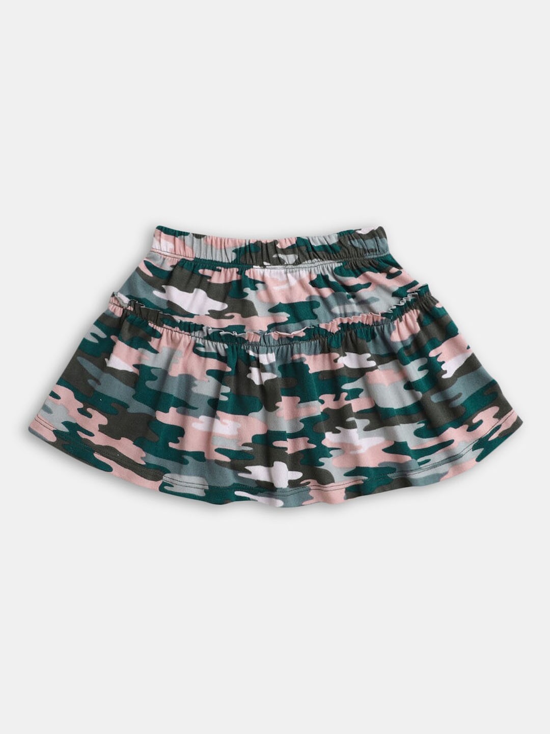 

Hopscotch Girls Green Camouflage Printed Flared Mini Skirt