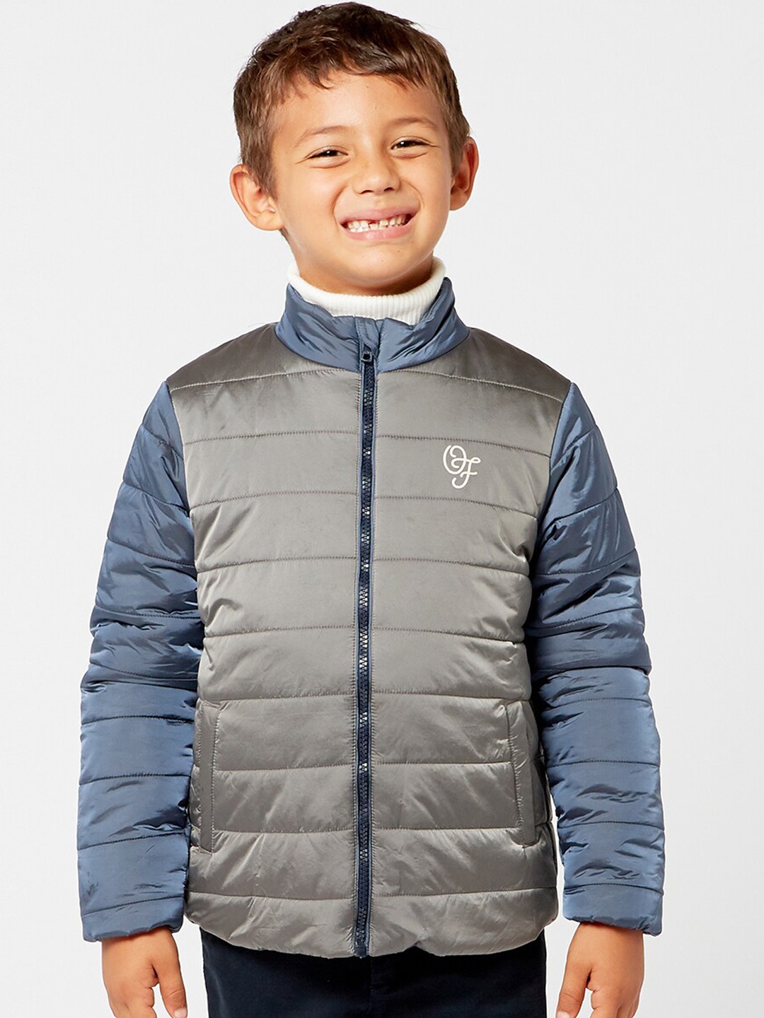 

One Friday Boys Grey Colourblocked Lightweight Padded Jacket
