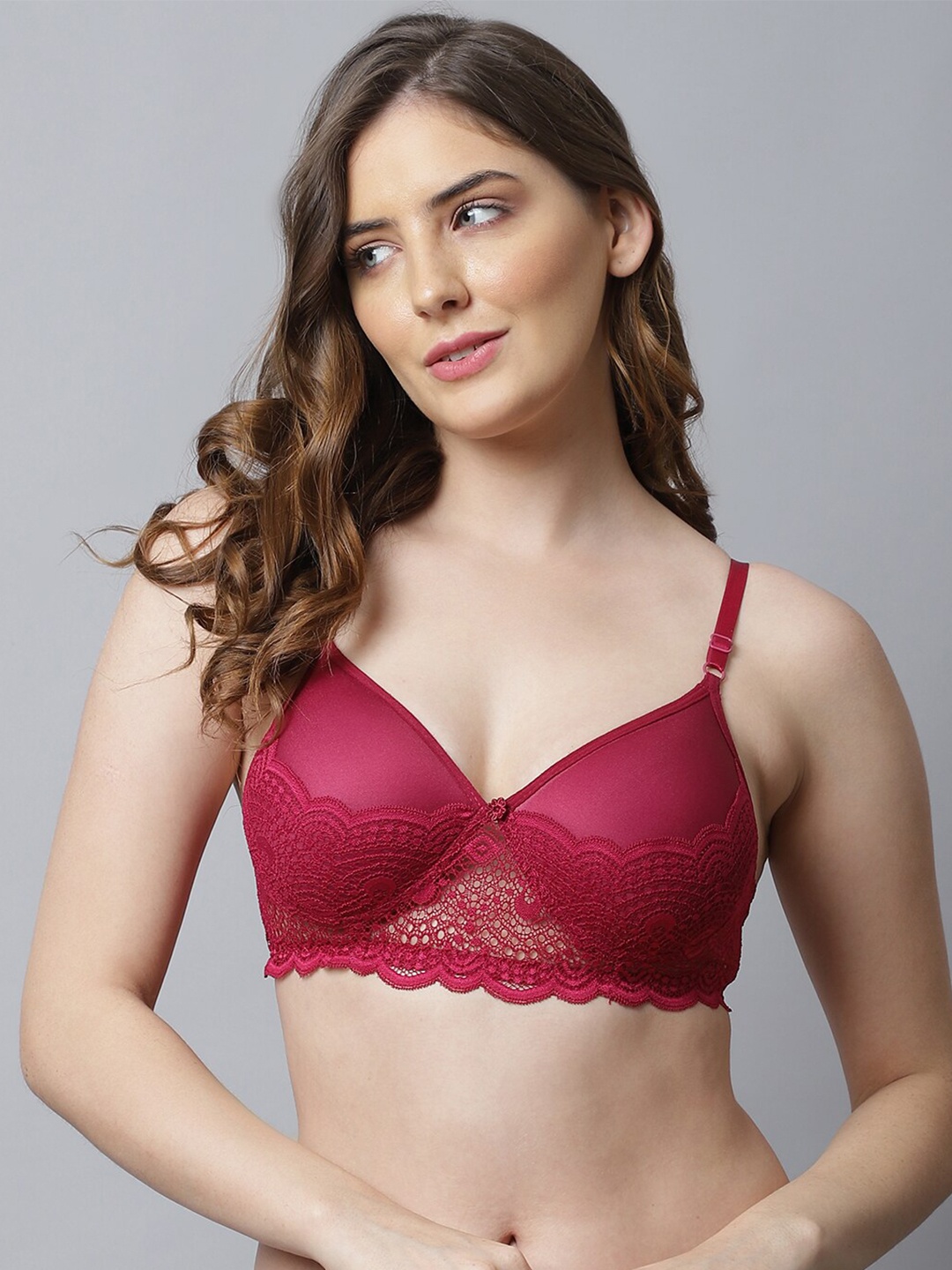 

PrettyCat Maroon Lightly Padded Medium Coverage Seamless T Shirt Bra