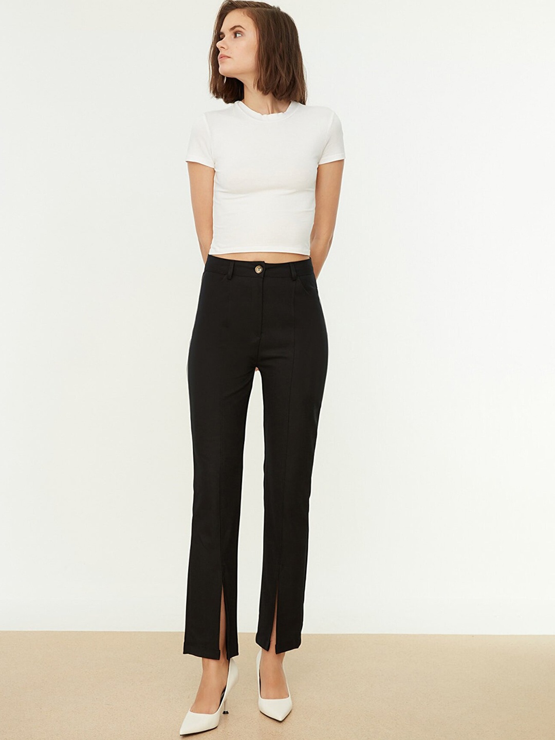 

Trendyol Women Black Formal Trousers