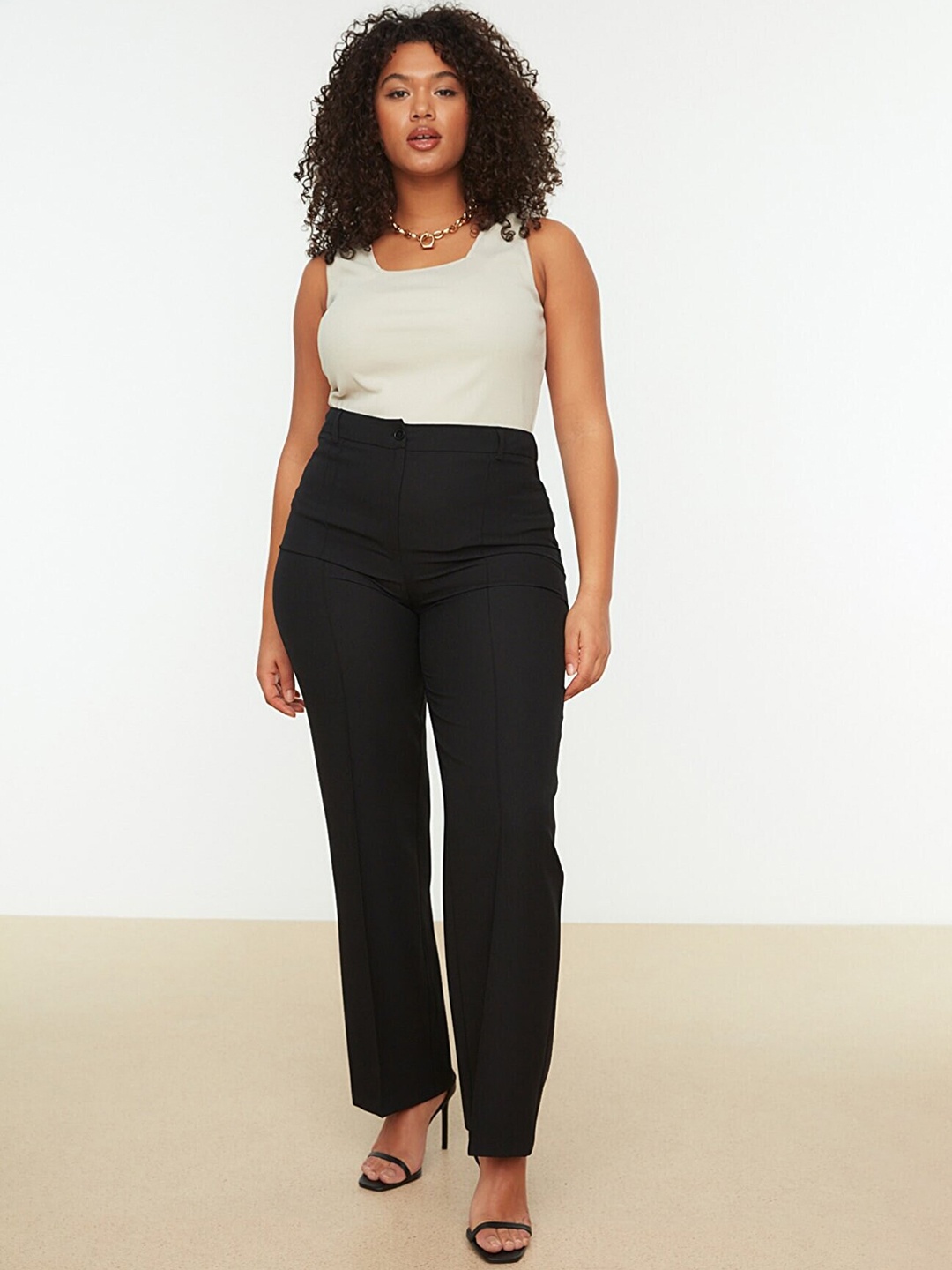 

Trendyol Women Black Formal Trousers