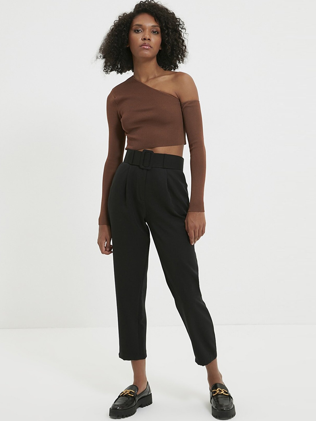 

Trendyol Women Black Pleated Trousers