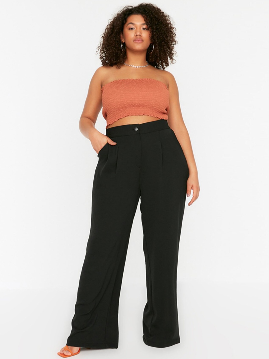 Trendyol Women Black Pleated Trousers