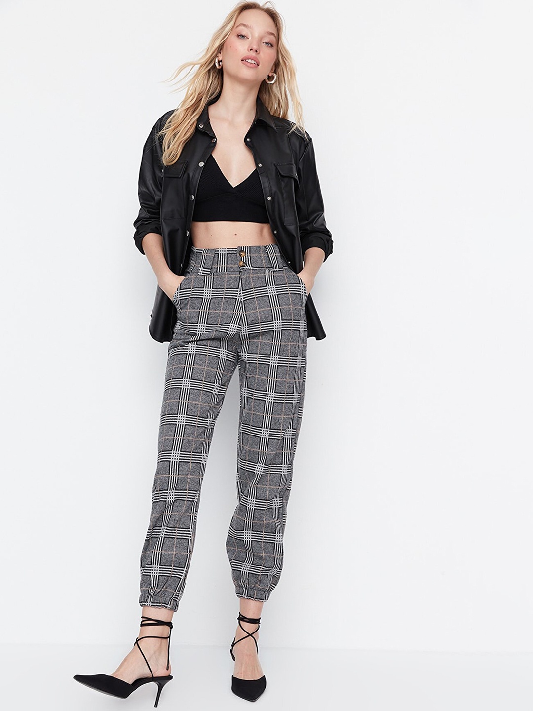 

Trendyol Women Black Checked Joggers Trouser