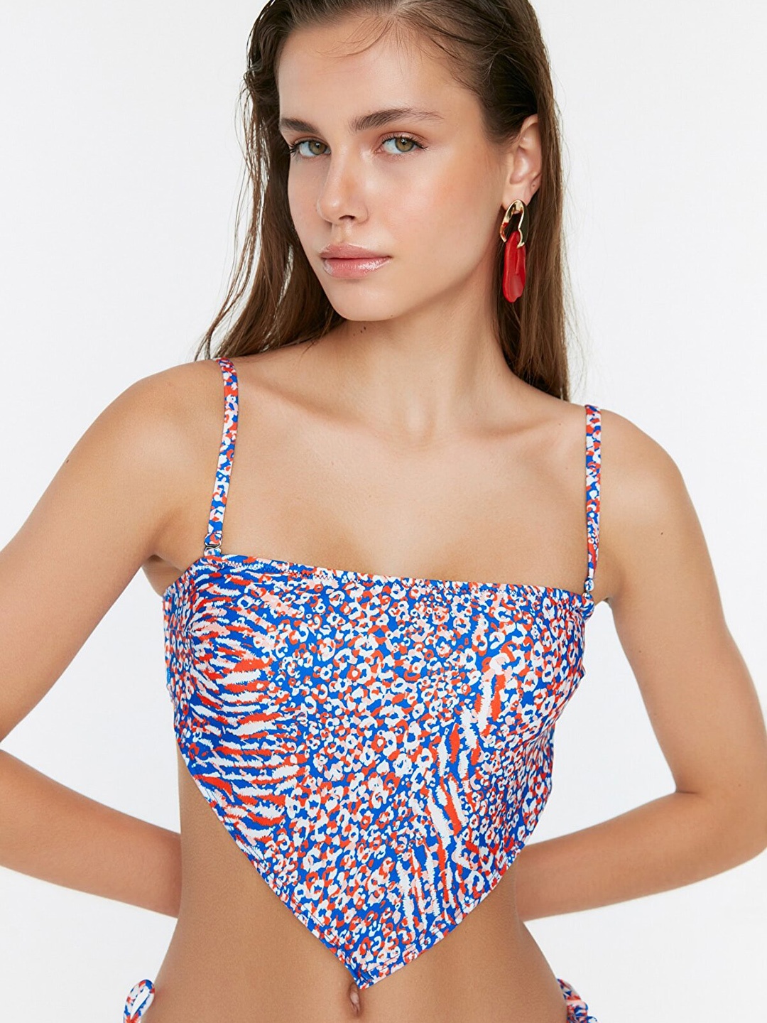 Trendyol Blue Printed Swim Tops