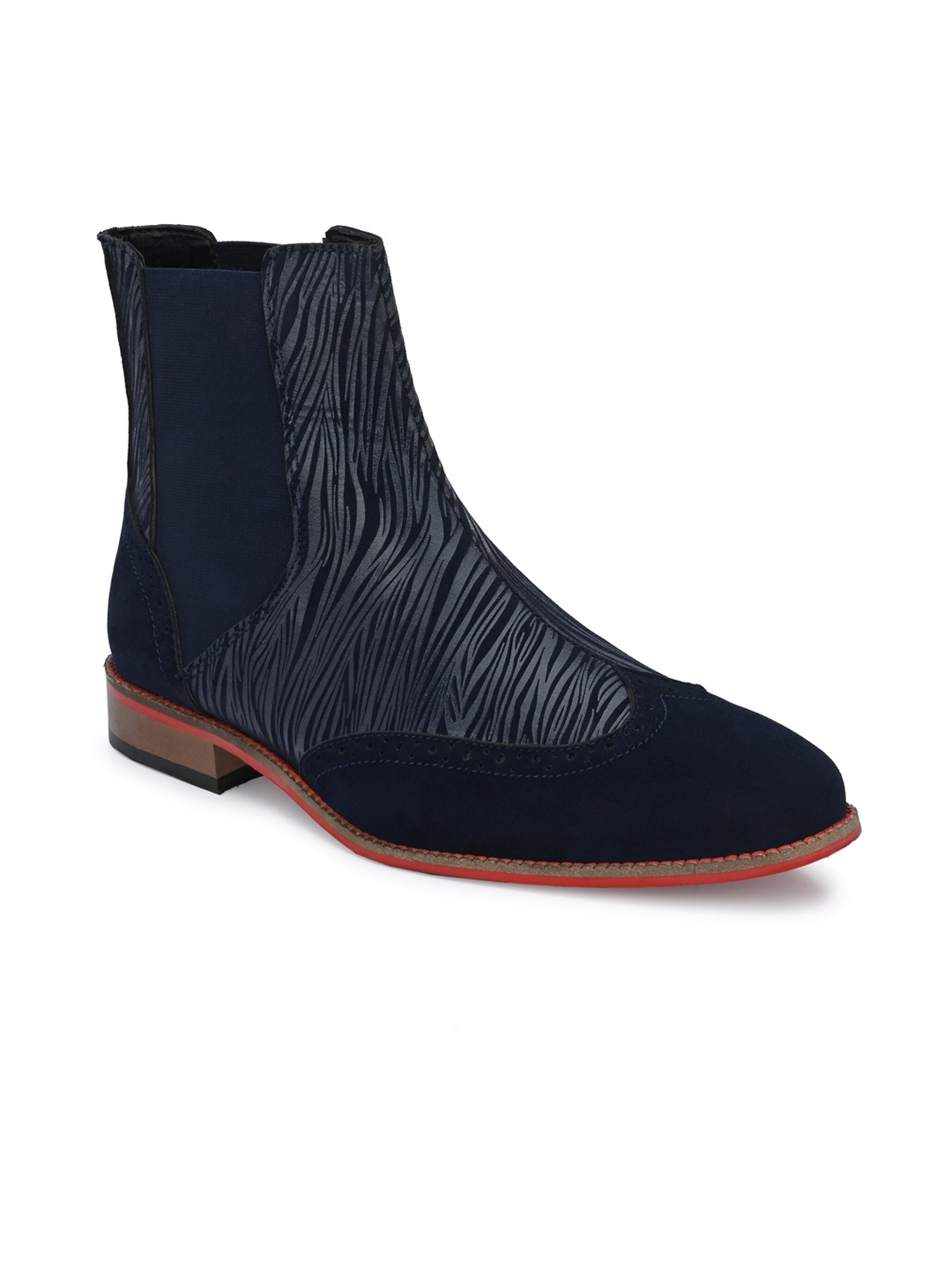 

KLEAT Men Navy Blue Printed Chelsea Boots