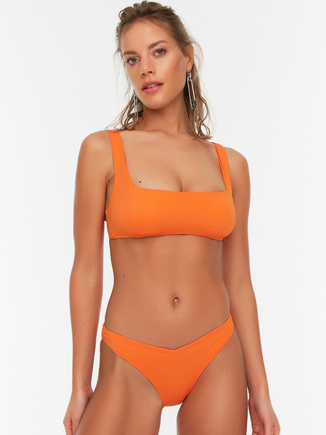 

Trendyol Women Orange Solid Swim Bottom