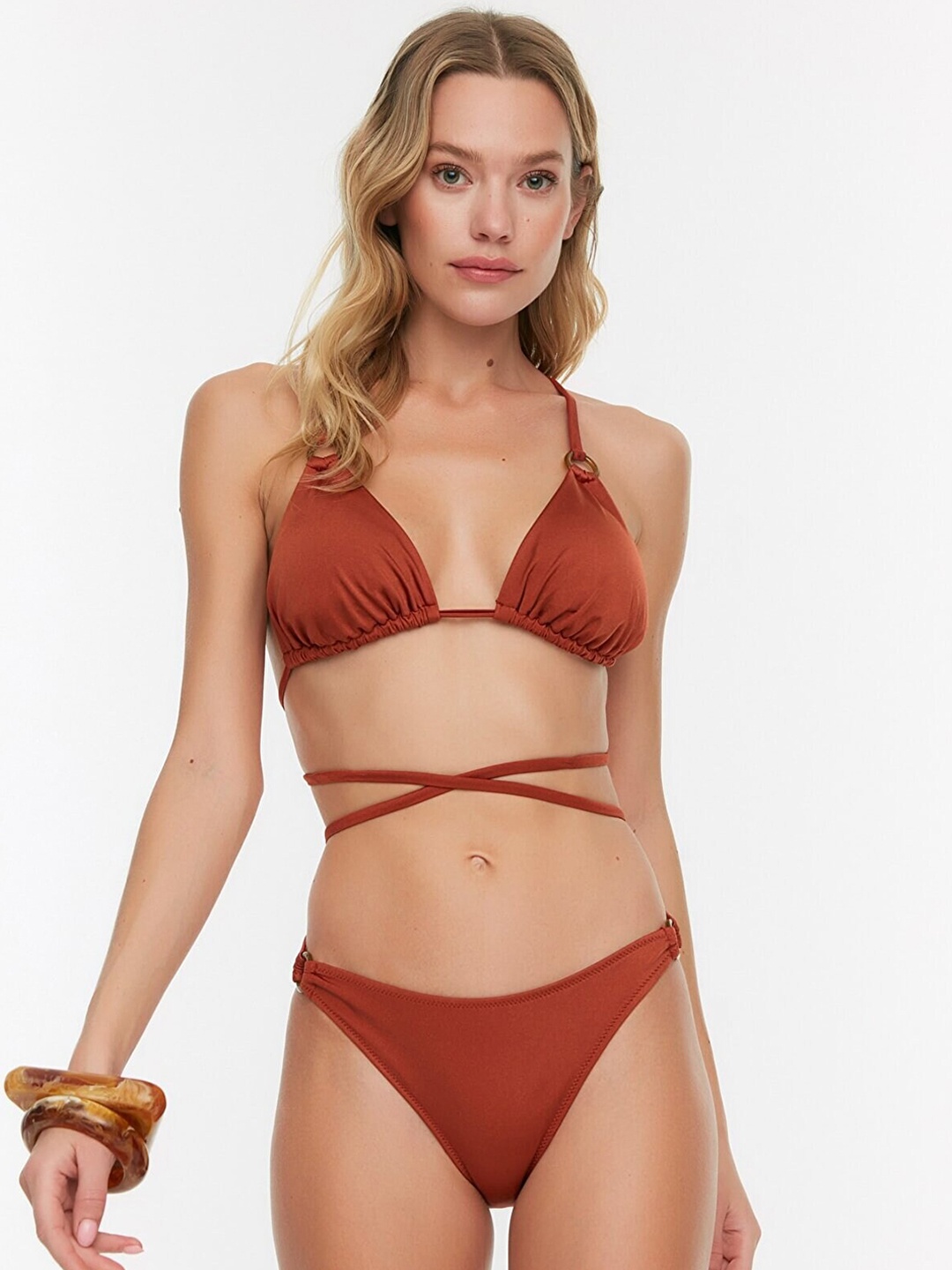 

Trendyol Women Brown Solid Swim Bottom