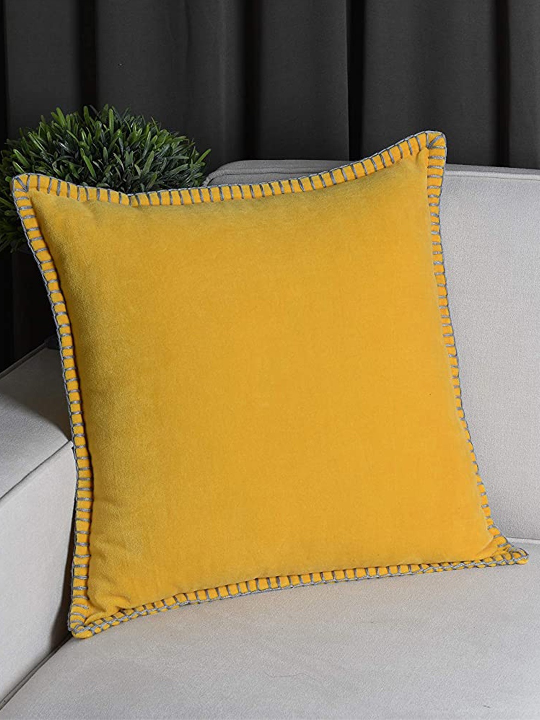 

HERE&NOW Yellow Square Cotton Cushion Covers