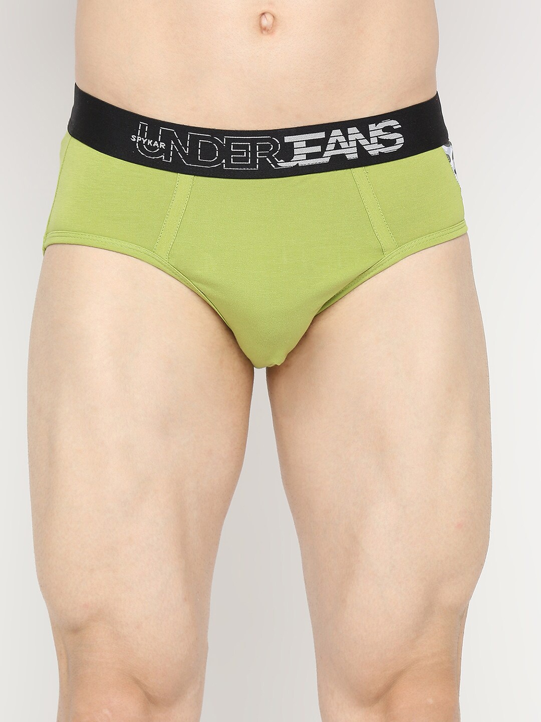 UnderJeans by Spykar Men Green Solid Basic Brief