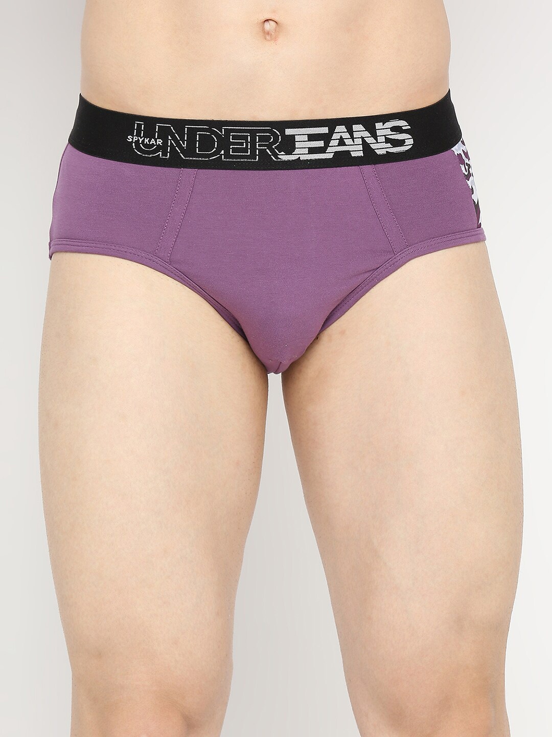 

UnderJeans by Spykar Men Purple Solid Basic Brief