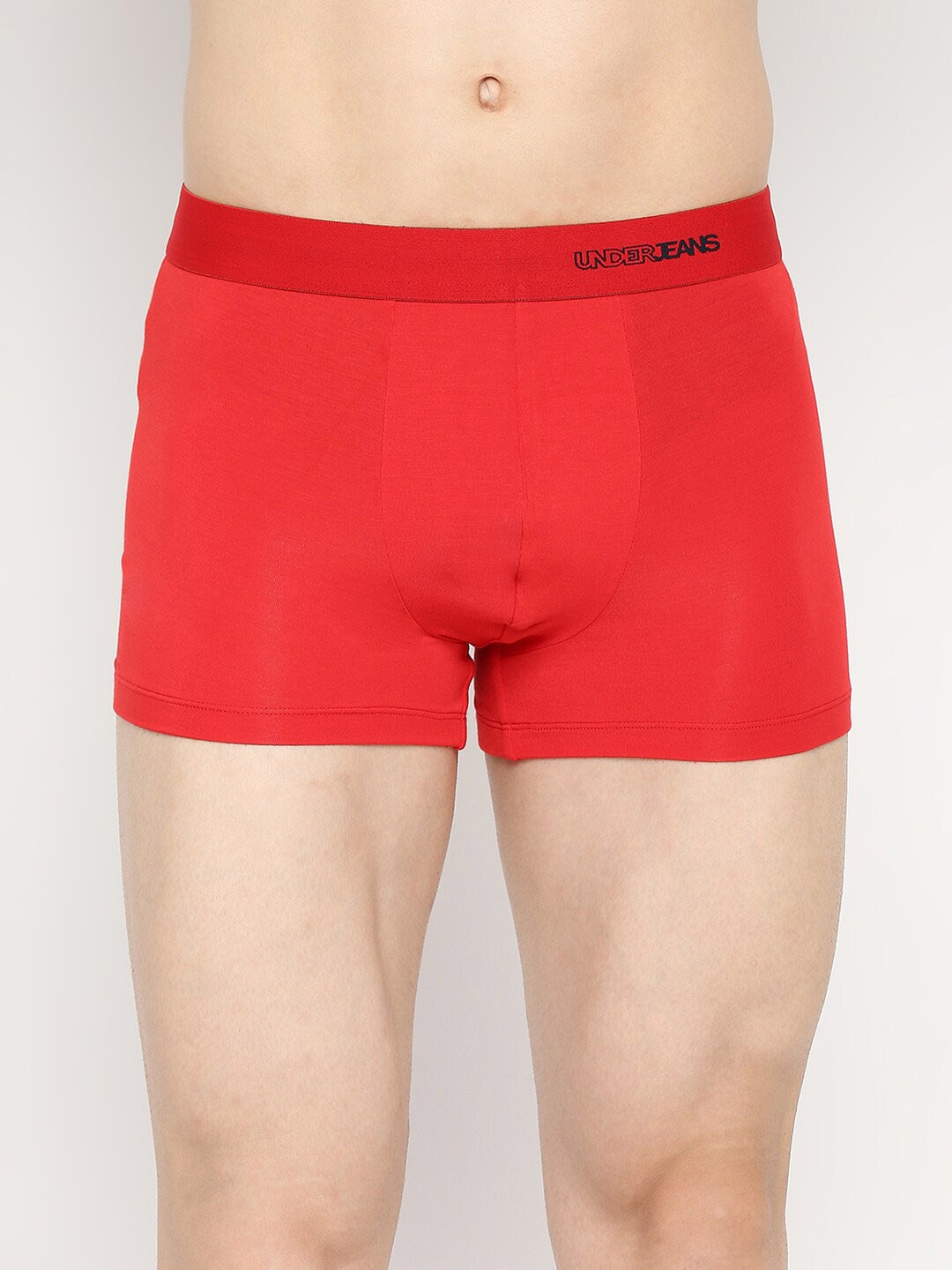 UnderJeans by Spykar Men Red Solid Micromodal Trunk