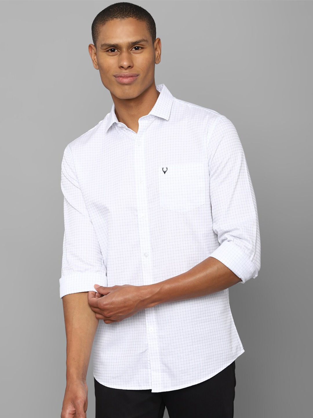 

Allen Solly Men White Slim Fit Micro Checked Cotton Casual Shirt