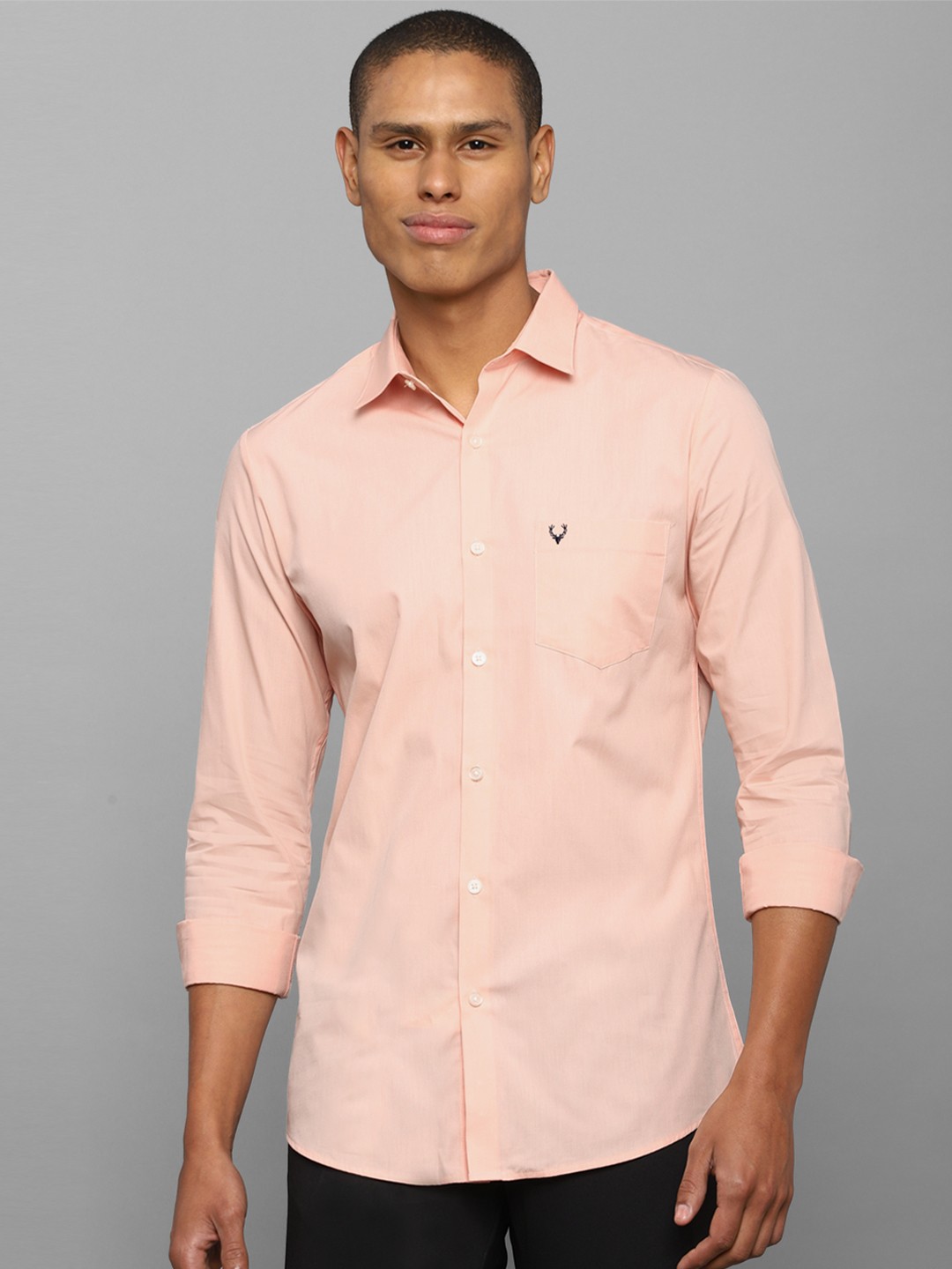 

Allen Solly Men Peach-Coloured Slim Fit Casual Cotton Shirt