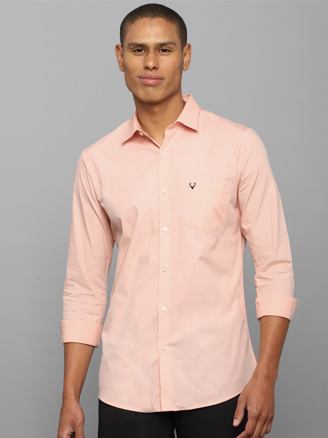 Allen Solly Men Peach-Coloured Slim Fit Cotton Casual Shirt
