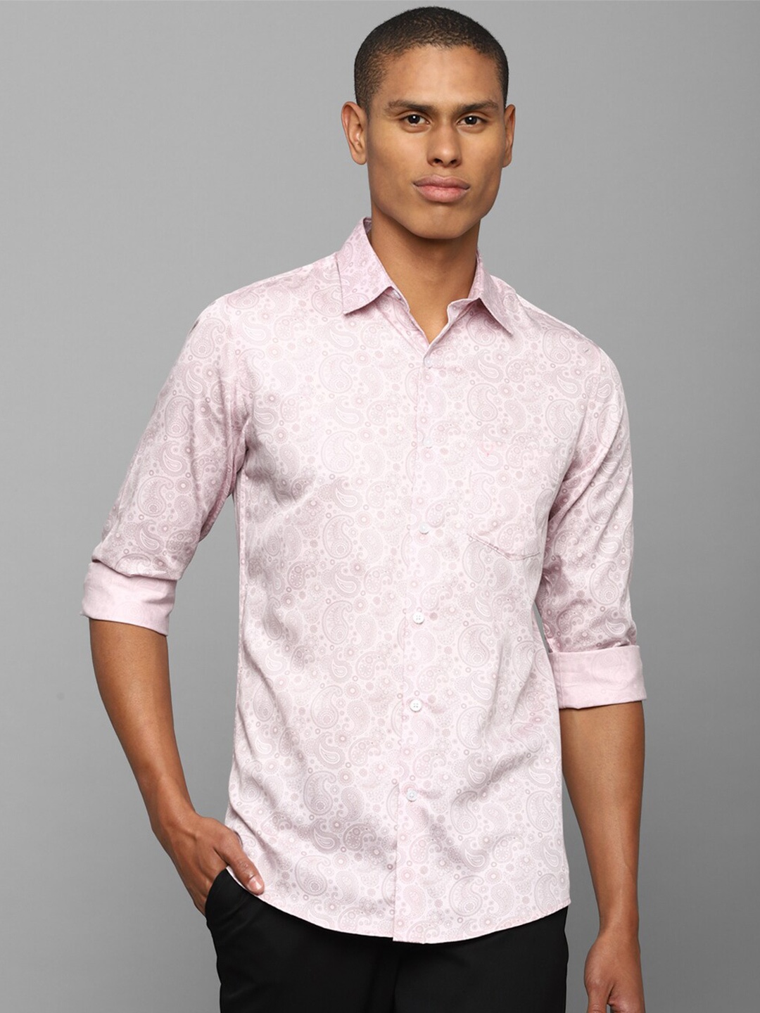 

Allen Solly Men Pink Slim Fit Printed Pure Cotton Casual Shirt