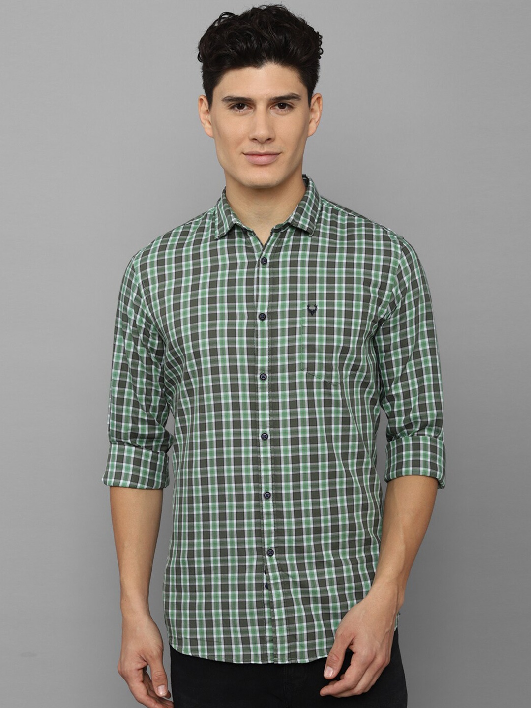 

Allen Solly Sport Men Green Tartan Checks Checked Pure Cotton Casual Shirt