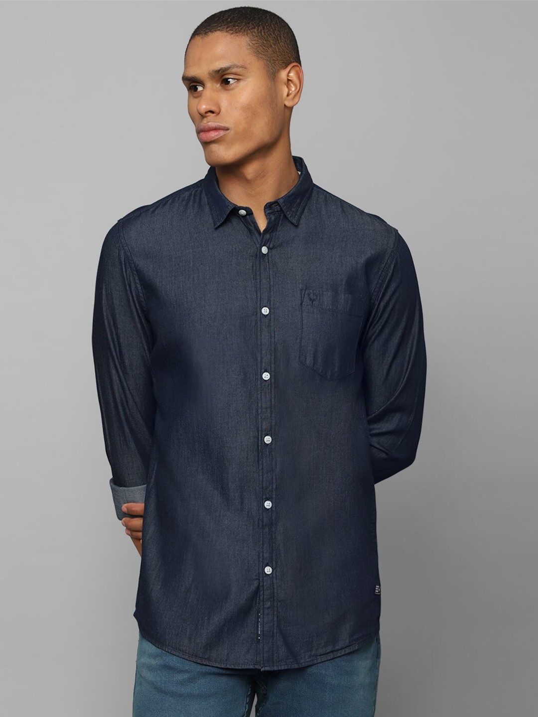 

Allen Solly Sport Men Navy Blue Casual Cotton Shirt