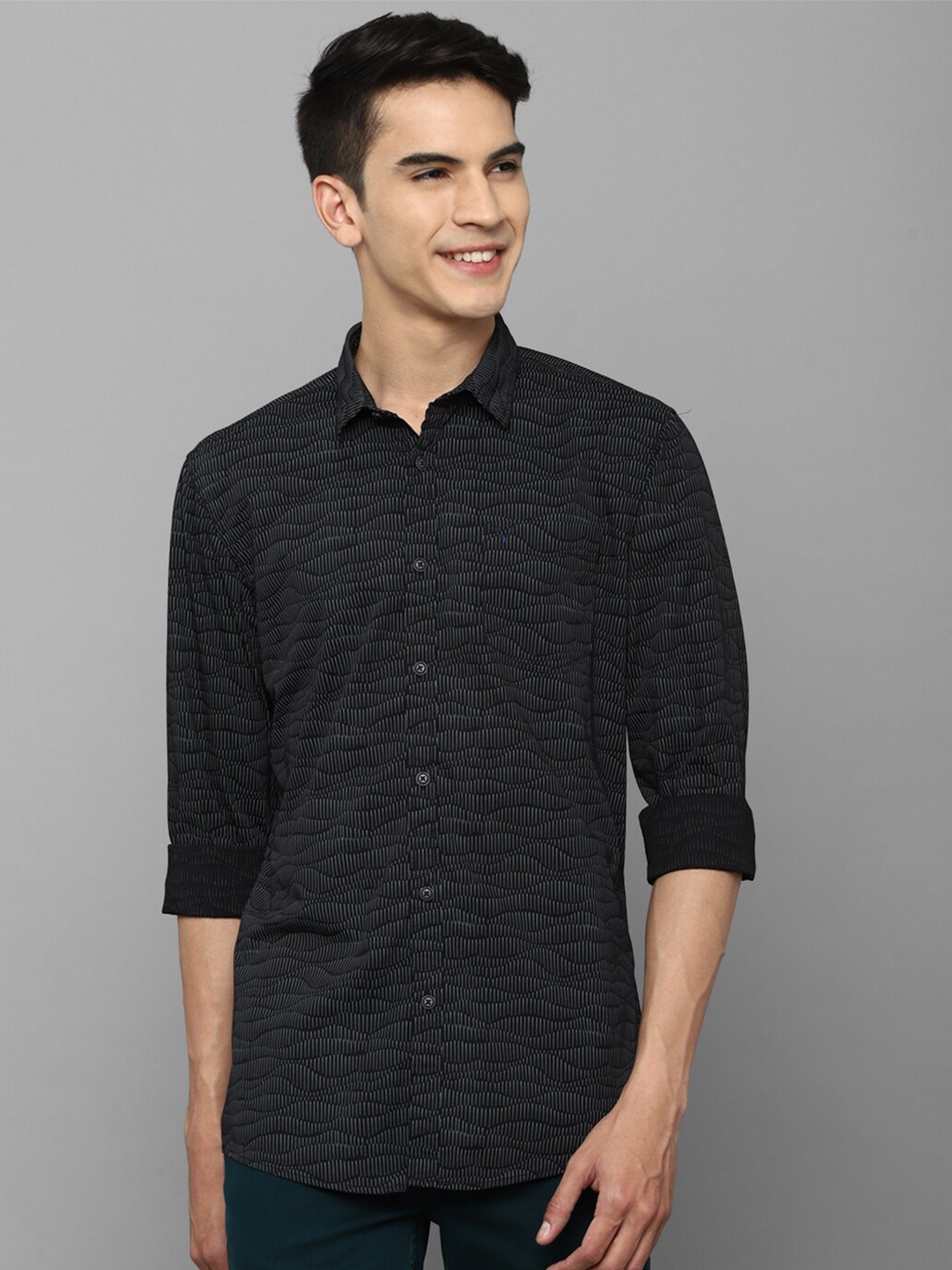 Allen Solly Sport Men Grey Regular Fit Printed Cotton Casual Shirt