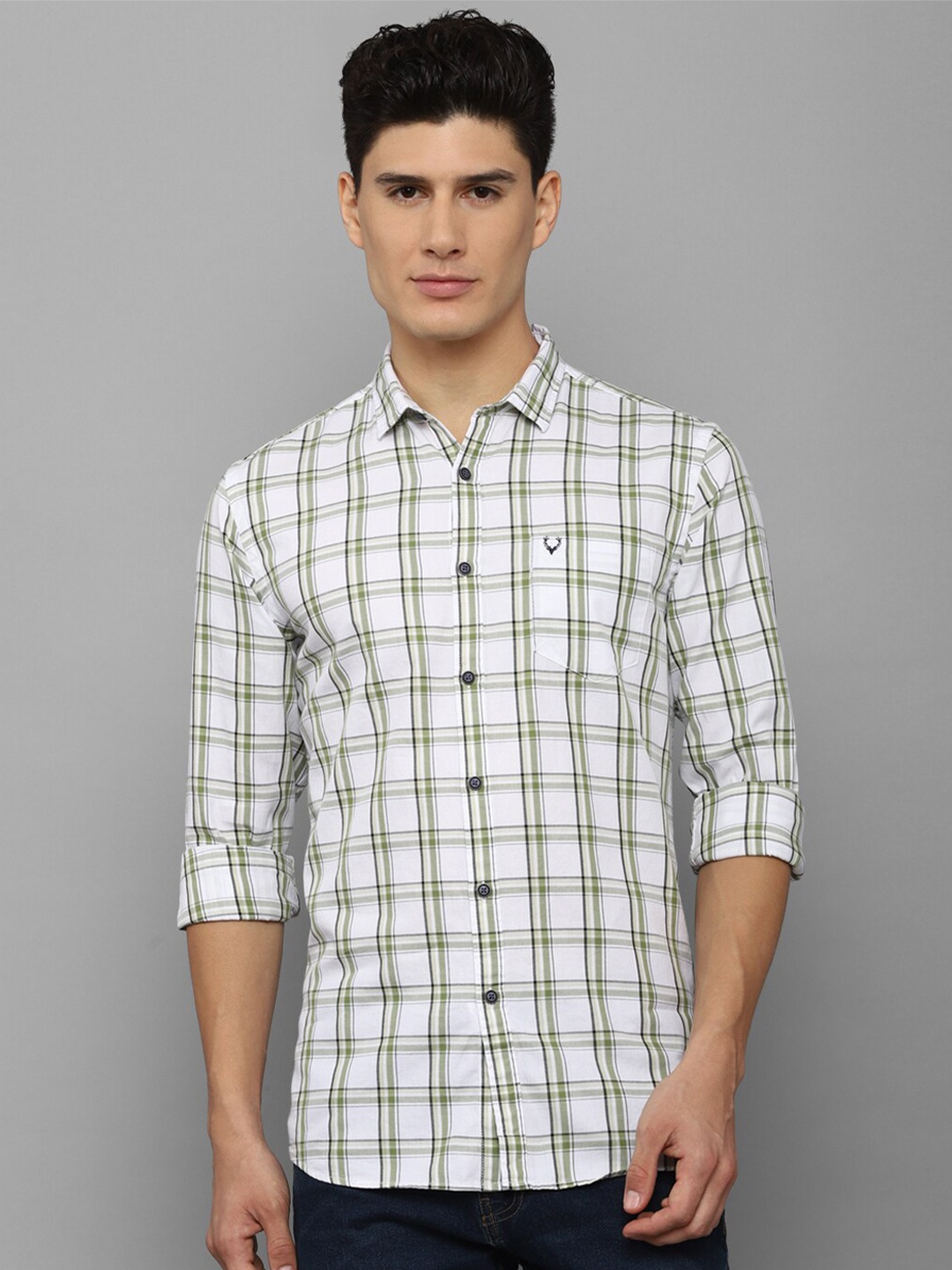 

Allen Solly Sport Men White Tartan Checks Checked Pure Cotton Casual Shirt