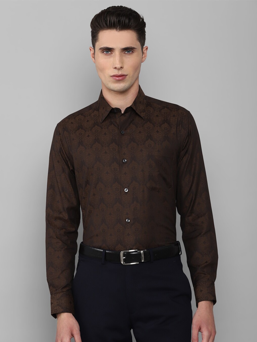 

Louis Philippe Gods & Kings Men Brown Slim Fit Giza Cotton Printed Formal Shirt
