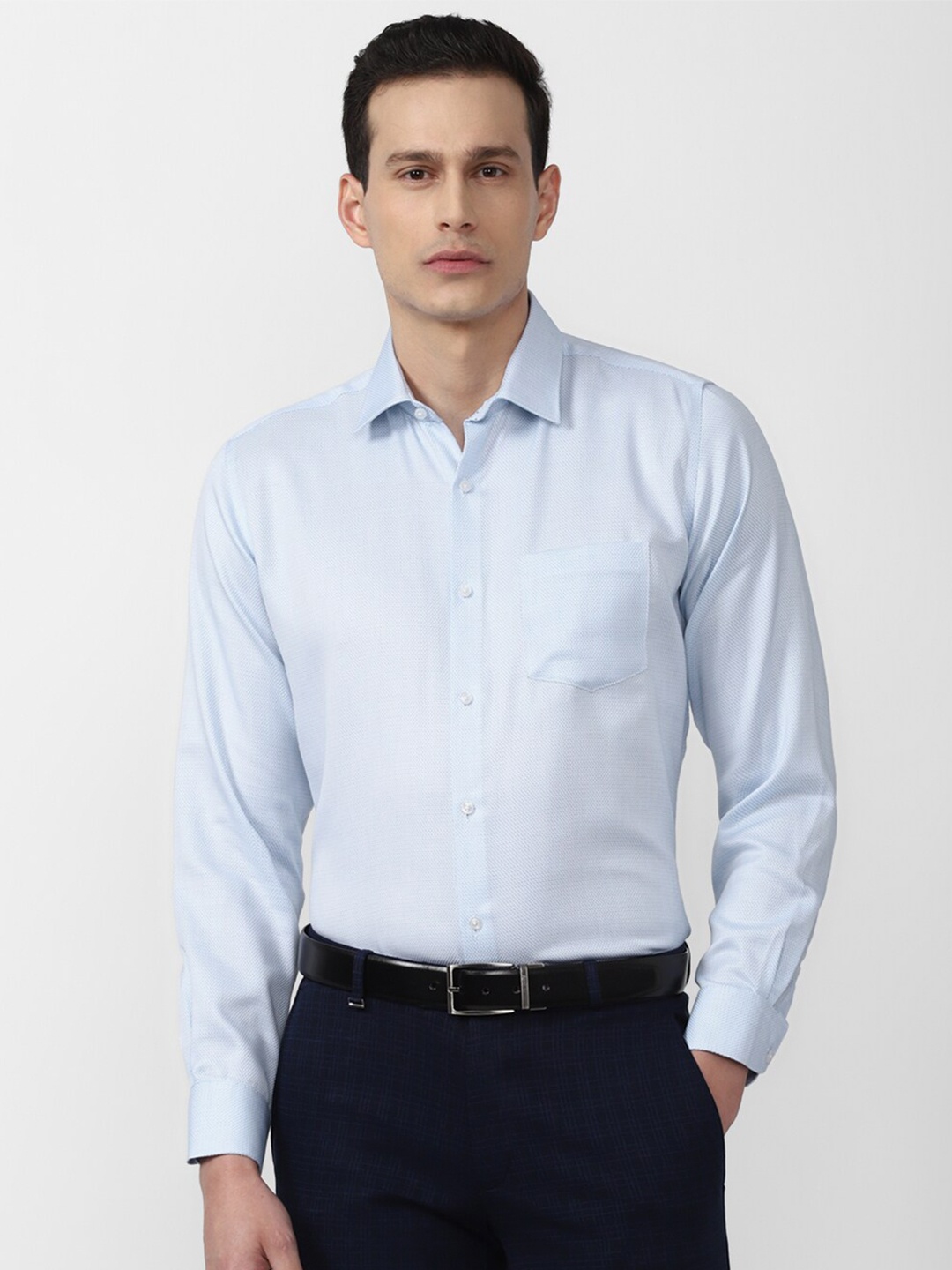 

Van Heusen Men Blue Formal Cotton Shirt