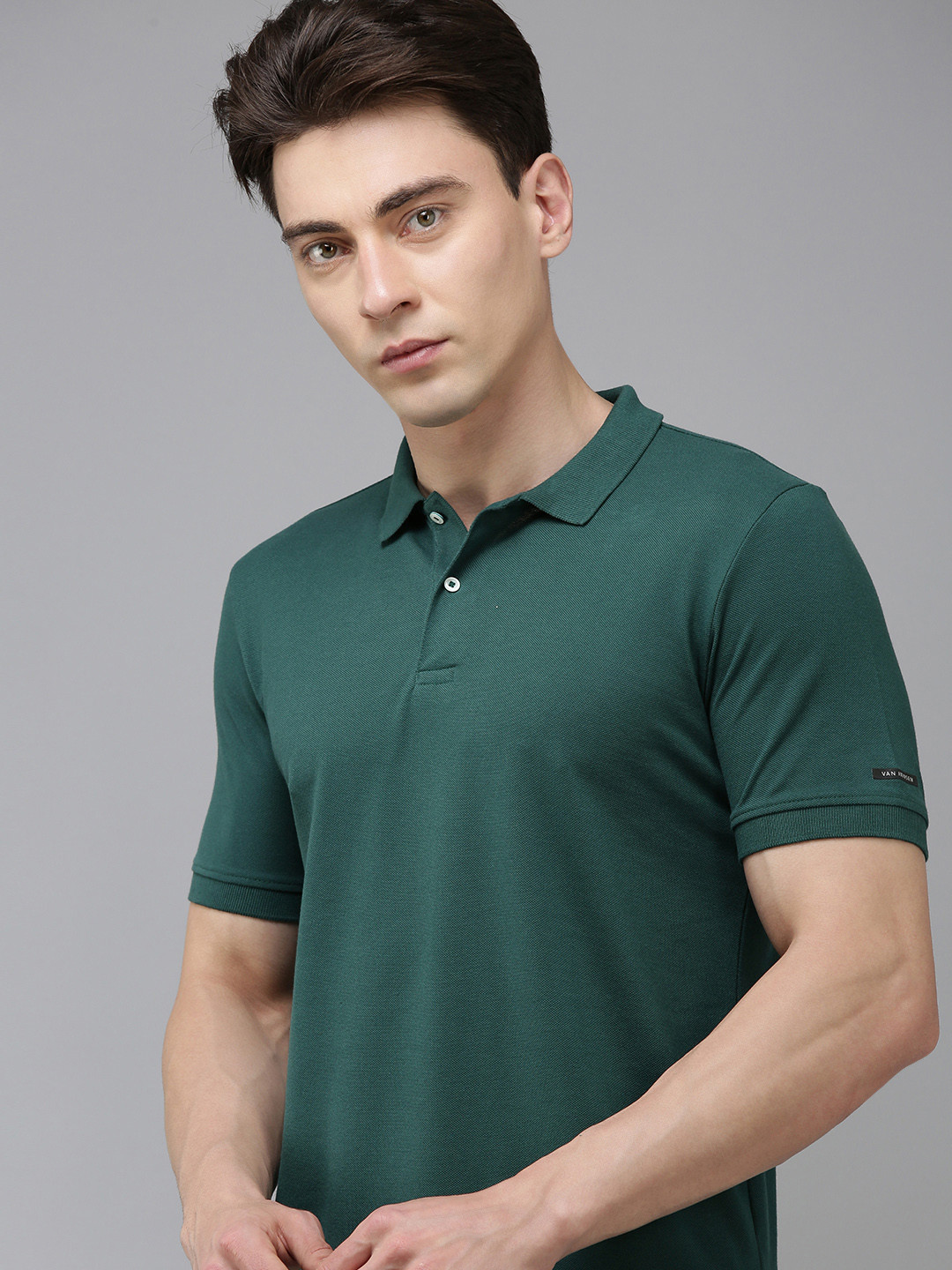 

Van Heusen Flex Men Golf Solid Polo Collar T-shirt, Green