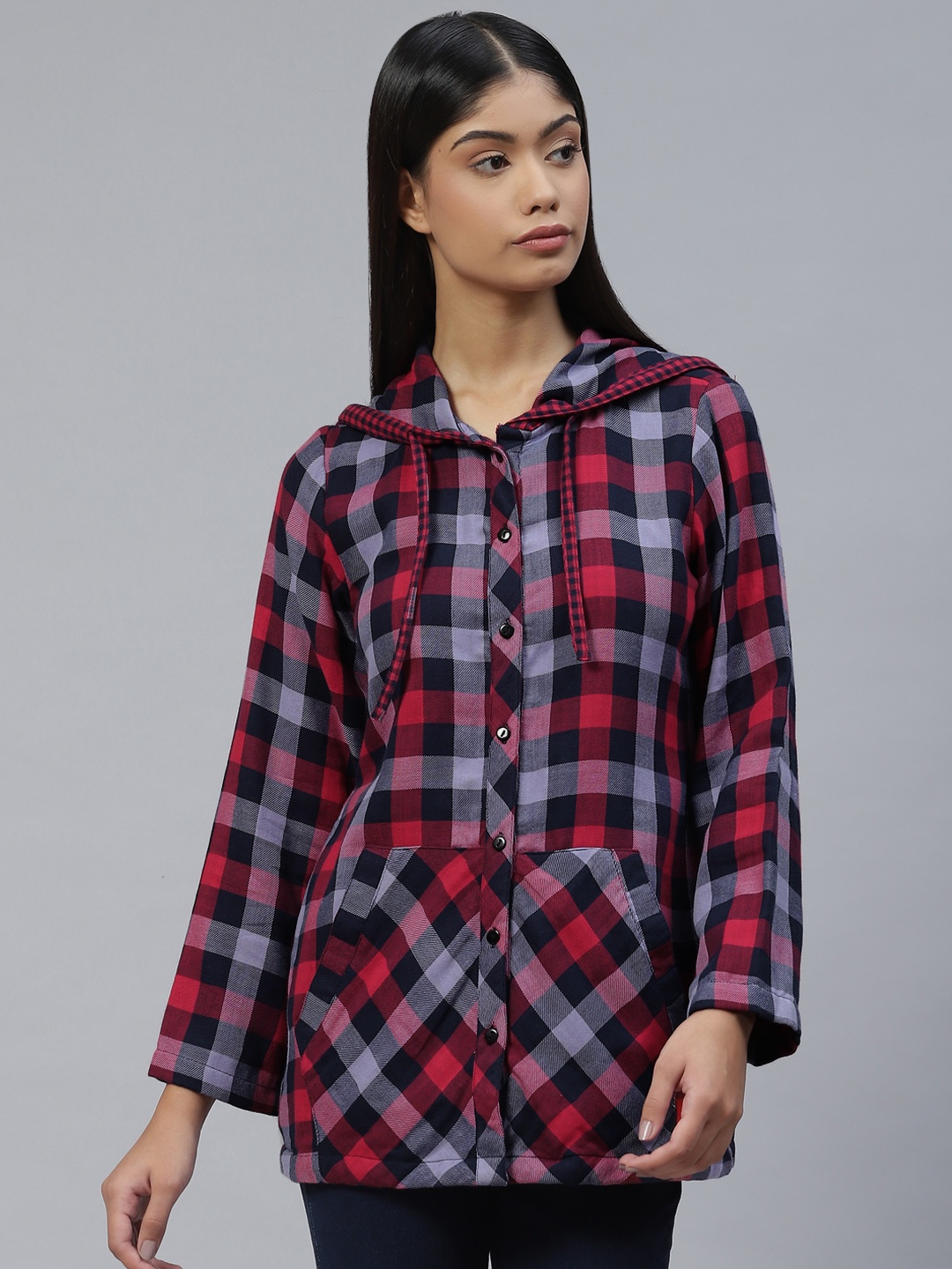 

Ayaany Women Checked Casual Shirt, Red